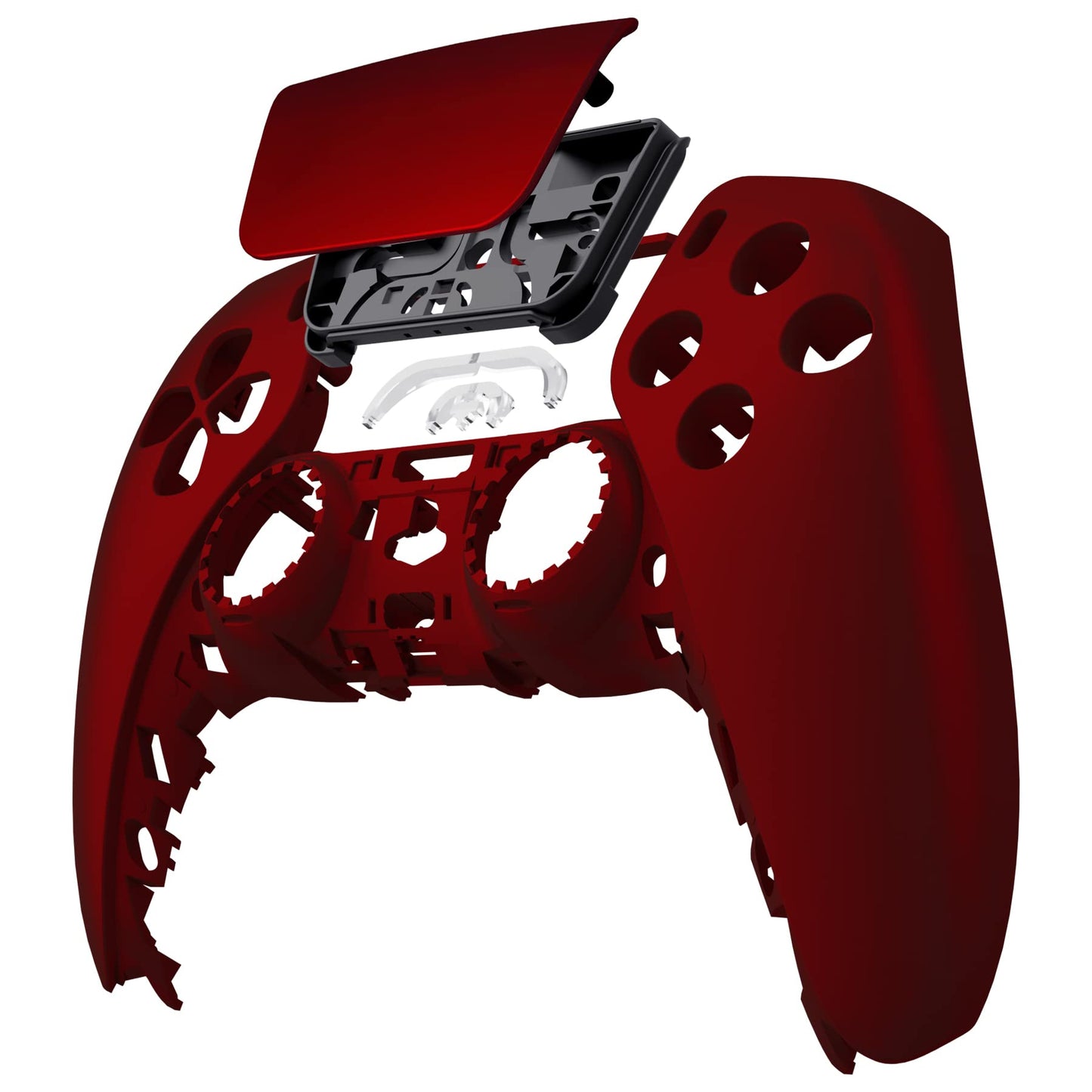 eXtremeRate Scarlet Red Soft Touch Touchpad Front Top Shell Compatible with ps5 Controller BDM-010 020 030 040 050, DIY Replacement Shell Custom Touch Pad Cover Compatible with ps5 Controller