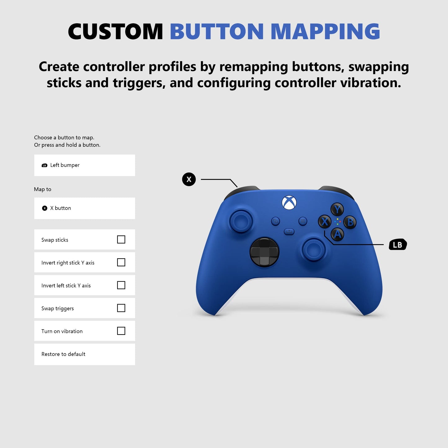 Xbox Wireless Controller Shock Blue - Wireless - Bluetooth - USB Series X, Series S, One, PC, Android, iOS, Tablet - Shock Blue