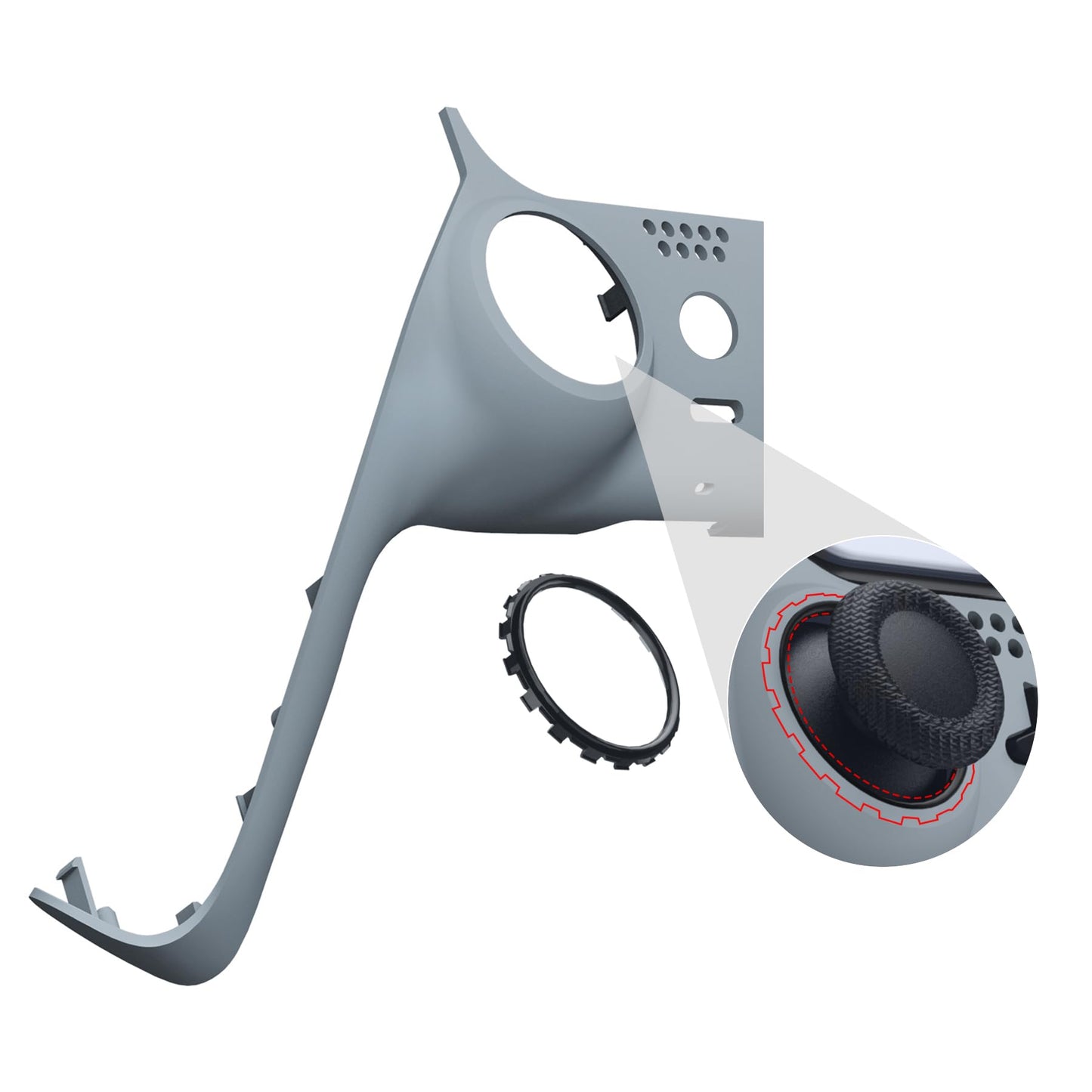 eXtremeRate New Hope Gray Decorative Trim Shell Compatible with p s 5 Controller, DIY Replacement Clip Shell, Custom Plates Cover Compatible with p s 5 Controller with Accent Rings
