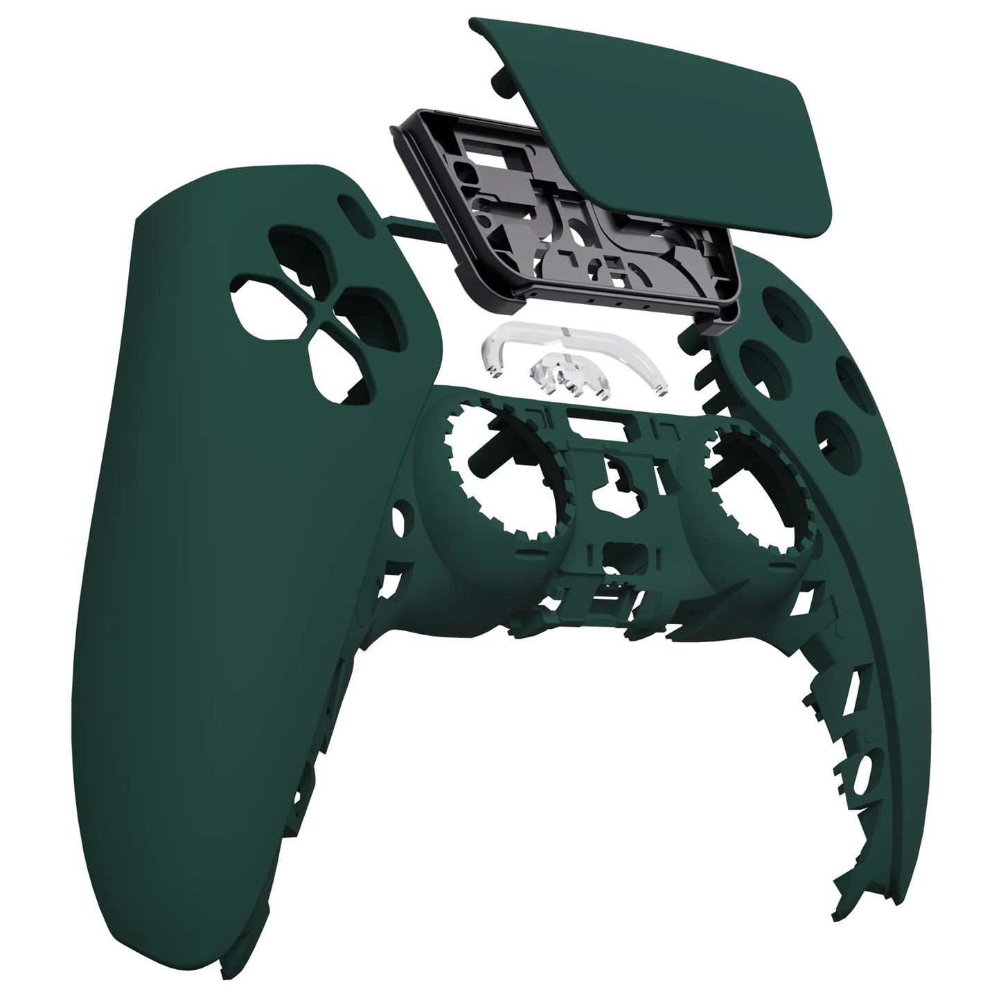 eXtremeRate Racing Green Soft Touch Touchpad Front Top Shell Compatible with ps5 Controller BDM-010 020 030 040 050, DIY Replacement Shell Custom Touch Pad Cover Compatible with ps5 Controller