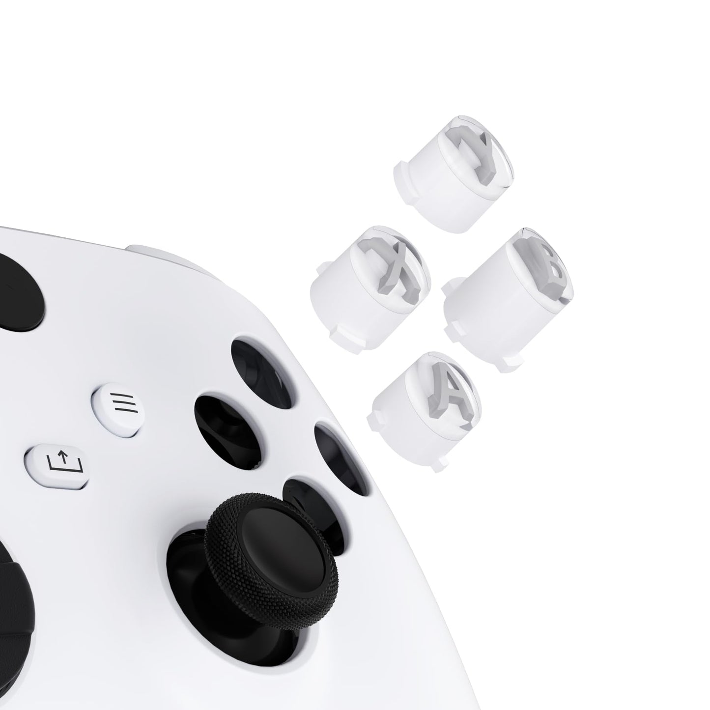 eXtremeRate ABXY Buttons for Xbox Series X & S Controller, Three-Tone Black & Clear with New Hope Gray Classic Symbols Custom Action Buttons for Xbox One S/X, Elite Series 2 & 1 Wireless Controller
