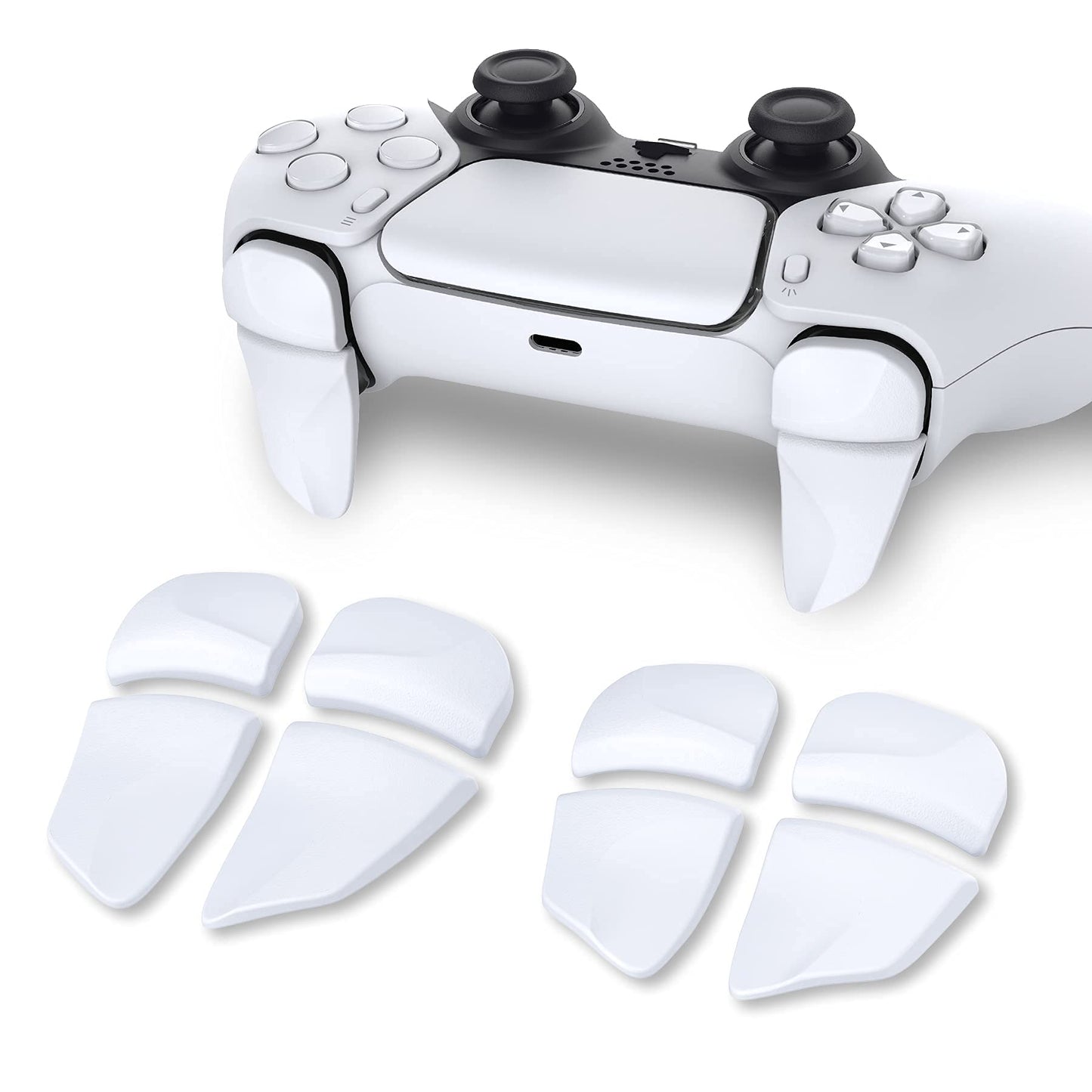 PlayVital Blade 2 Pairs Shoulder Buttons Extension Triggers for ps5 Controller, Game Improvement Adjusters for PS Portal Remote Player, Bumper Trigger Extenders for ps5 Edge Controller - White