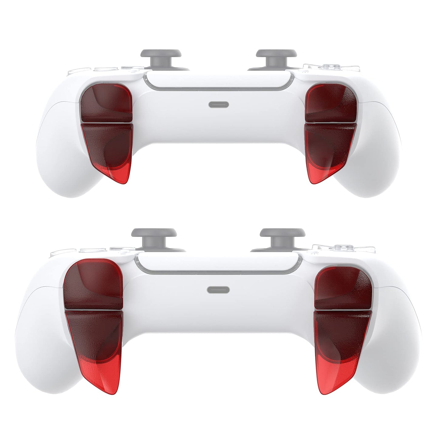 PlayVital Blade 2 Pairs Shoulder Buttons Extension Triggers for ps5 Controller, Game Improvement Adjusters for PS Portal Remote Player, Bumper Trigger Extenders for ps5 Edge Controller - Clear Red