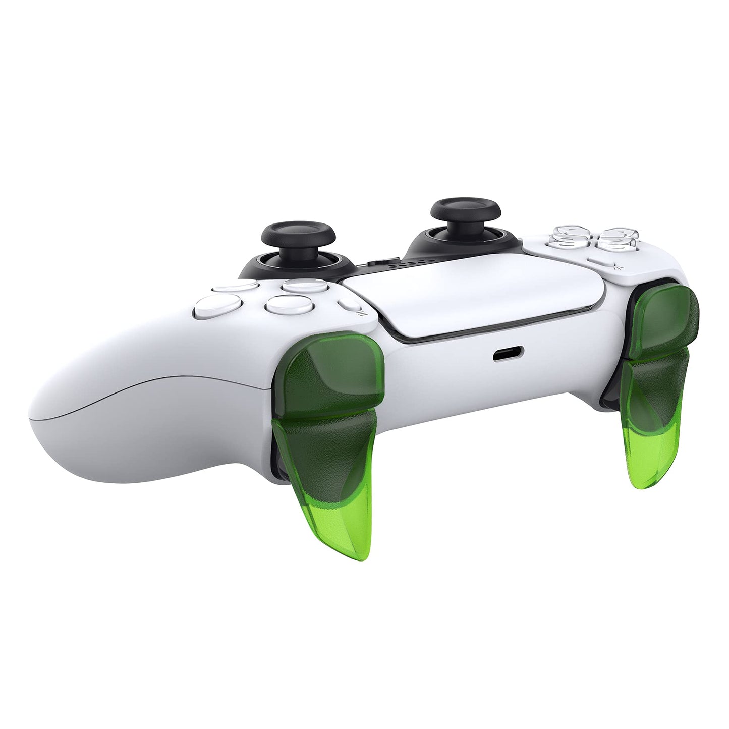 PlayVital Blade 2 Pairs Shoulder Buttons Extension Triggers for ps5 Controller, Game Improvement Adjusters for PS Portal Remote Player, Bumper Trigger Extenders for ps5 Edge Controller - Clear Green