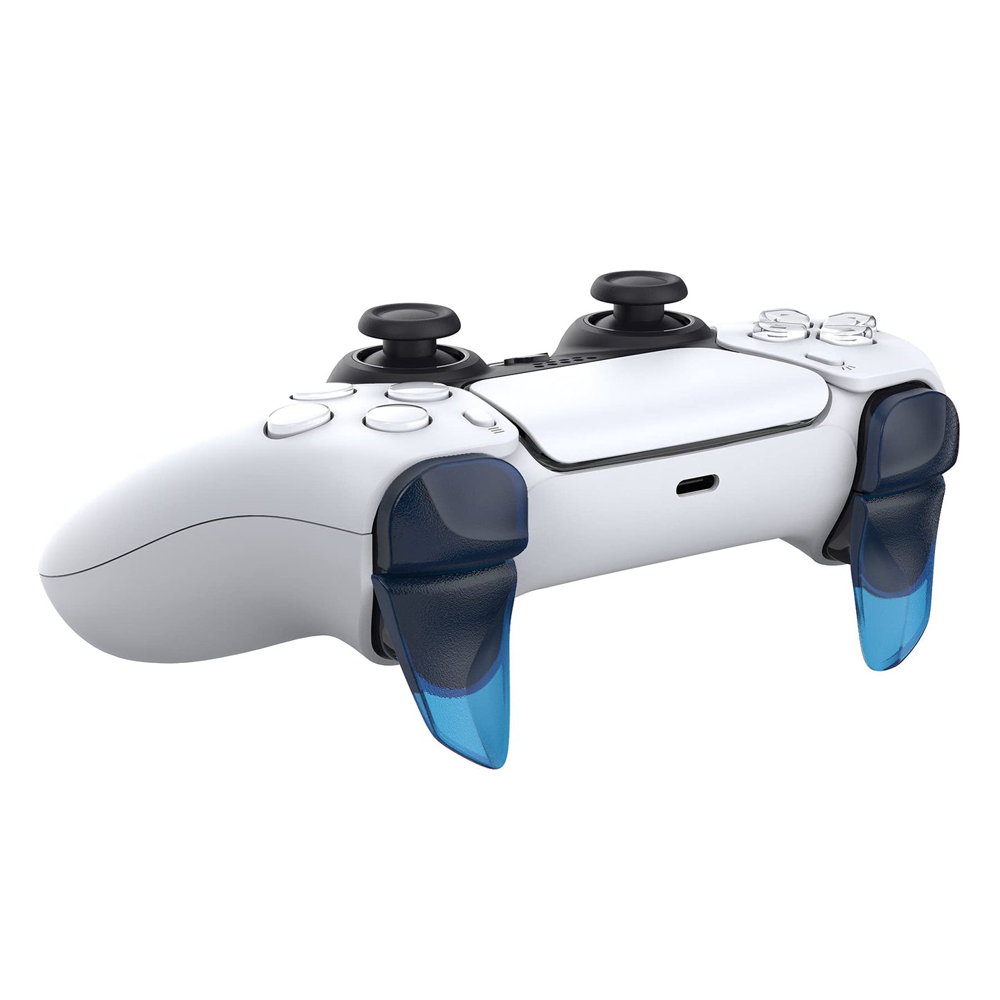 PlayVital Blade 2 Pairs Shoulder Buttons Extension Triggers for ps5 Controller, Game Improvement Adjusters for PS Portal Remote Player, Bumper Trigger Extenders for ps5 Edge Controller - Clear Blue