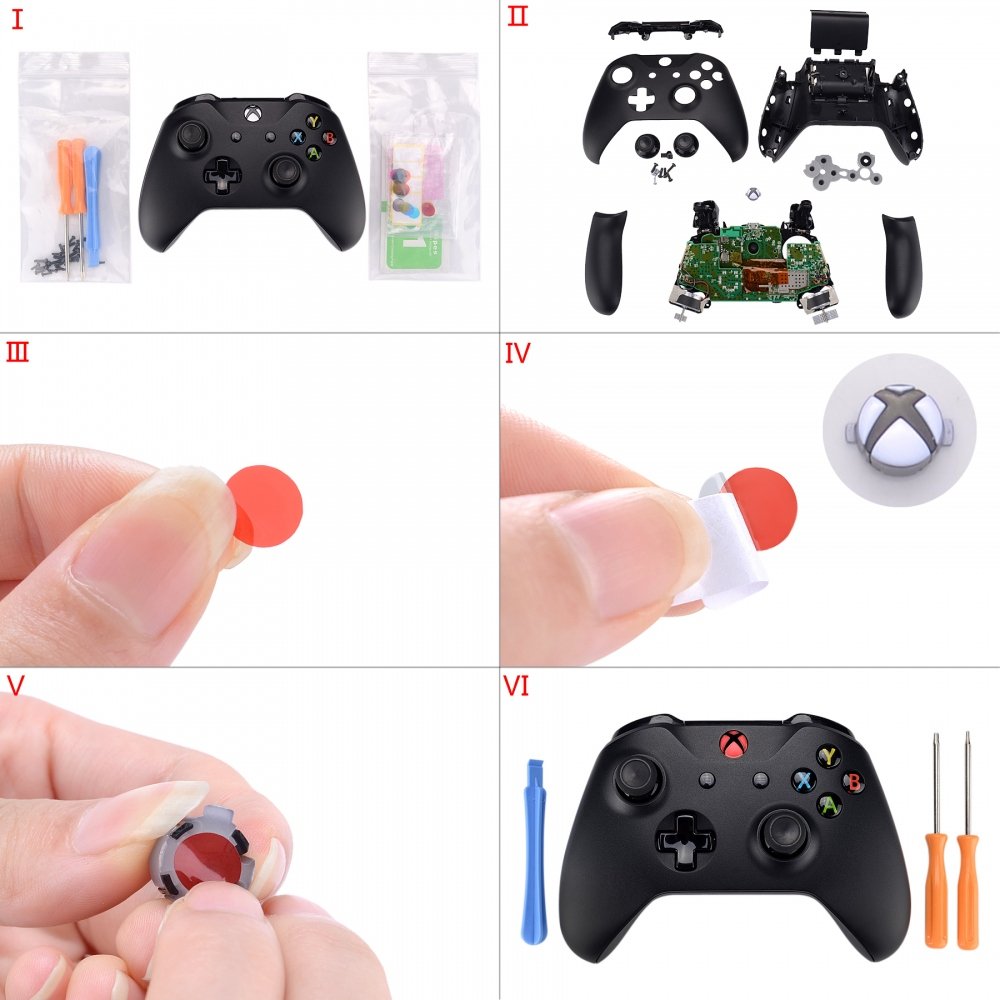 eXtremeRate Custom Home Guide Button LED Mod Stickers for Xbox Series X/S, for Xbox One Elite V1/V2, for Xbox One S/X, Xbox One Standard Controller with Tools Set - 40 pcs in 8 Colors