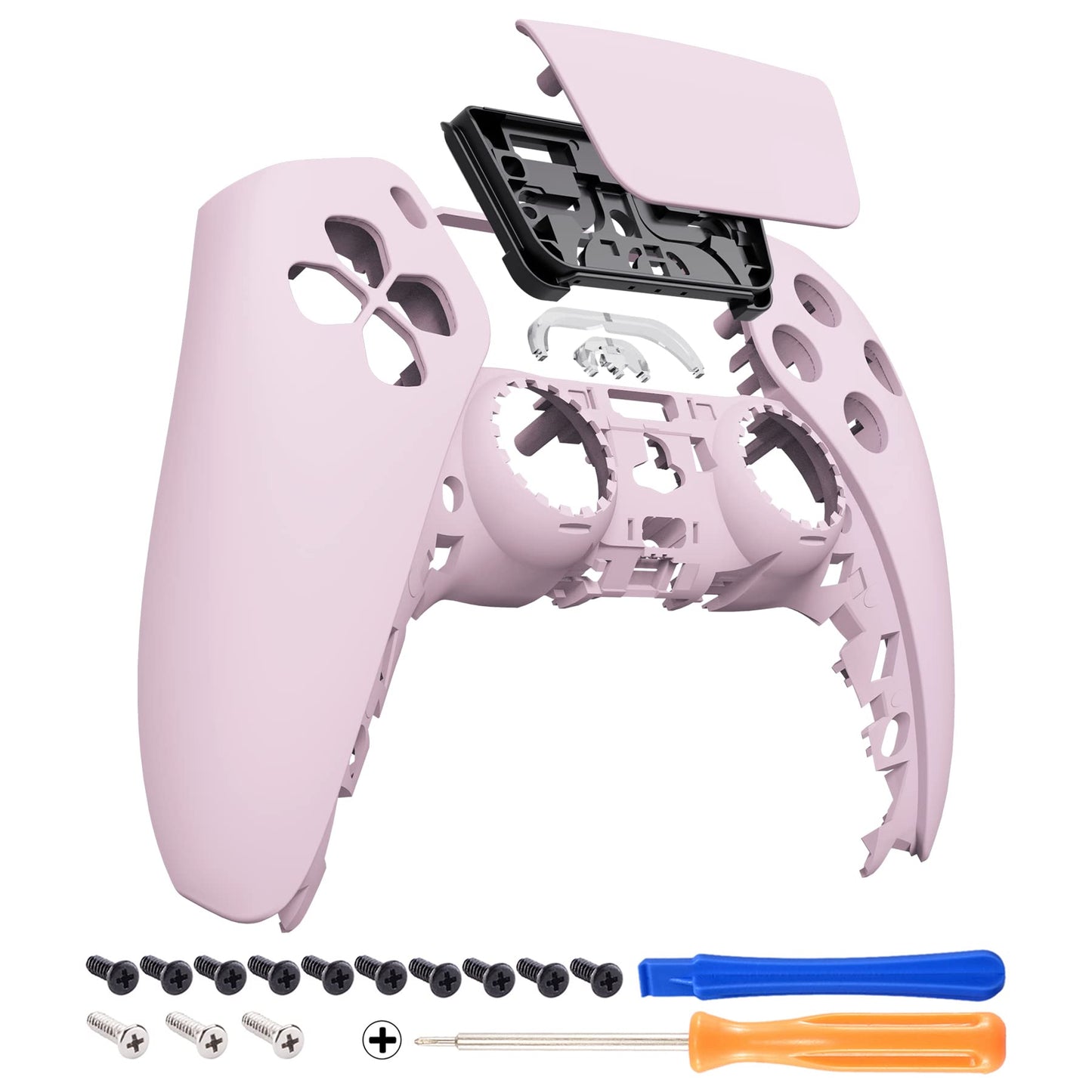 eXtremeRate Cherry Blossoms Pink Touchpad Front Top Shell Compatible with ps5 Controller BDM-010 020 030 040 050, DIY Replacement Shell Custom Touch Pad Cover Compatible with ps5 Controller