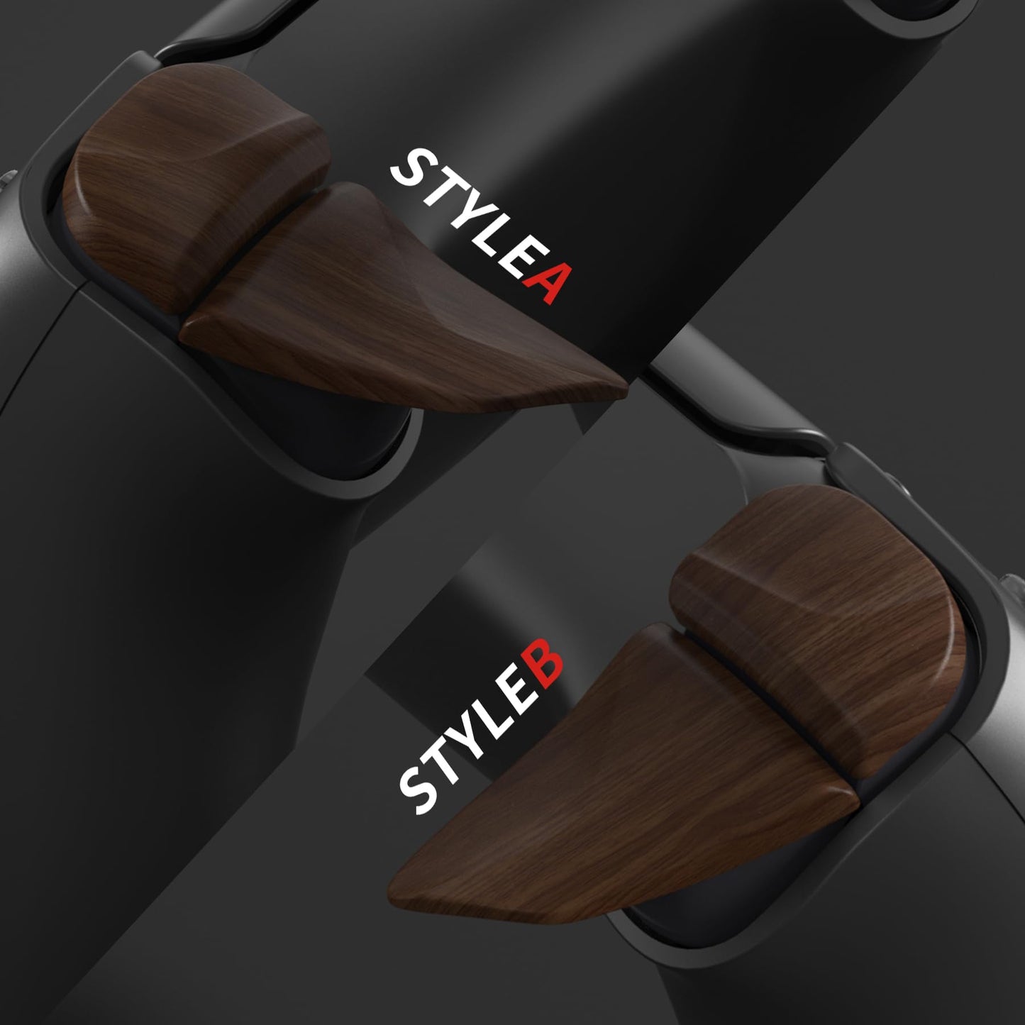 PlayVital Blade 2 Pairs Shoulder Buttons Extension Triggers for ps5 Controller, Game Improvement Adjusters for PS Portal Remote Player, Bumper Trigger Extenders for ps5 Edge Controller - Wood Grain