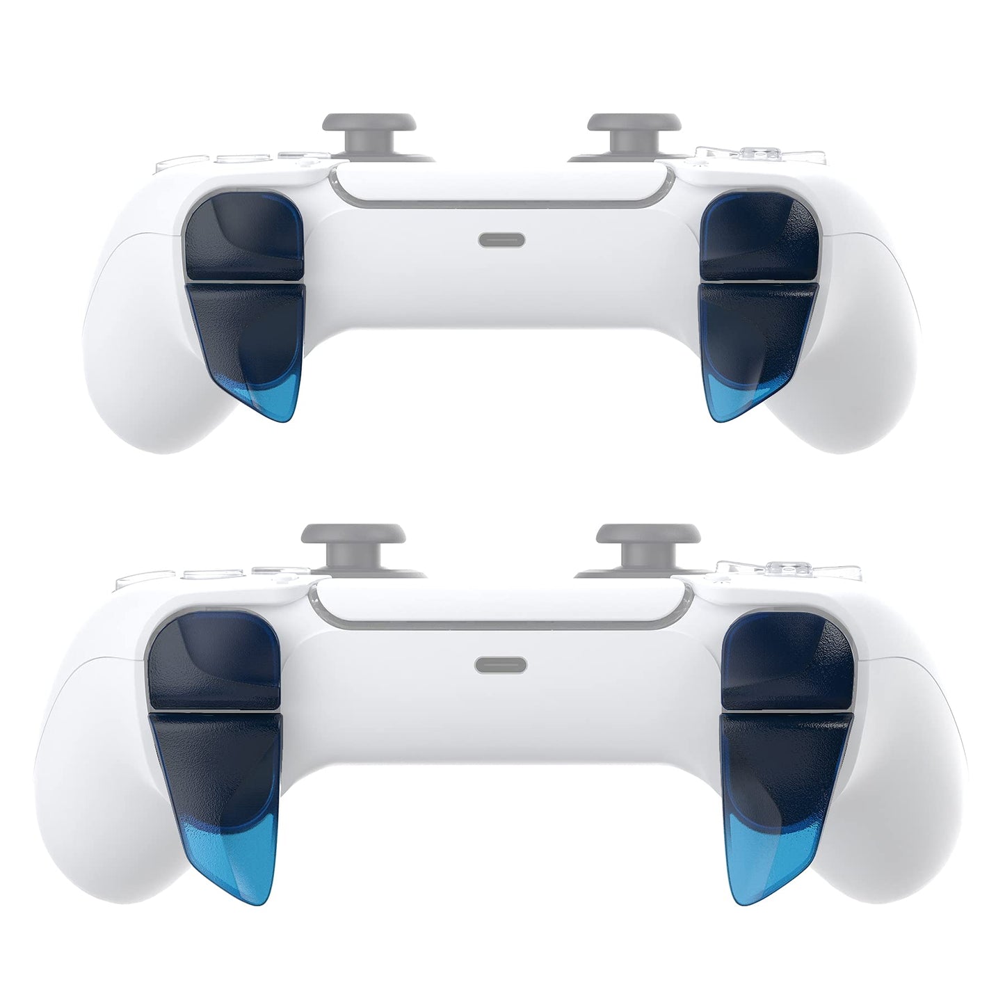 PlayVital Blade 2 Pairs Shoulder Buttons Extension Triggers for ps5 Controller, Game Improvement Adjusters for PS Portal Remote Player, Bumper Trigger Extenders for ps5 Edge Controller - Clear Blue