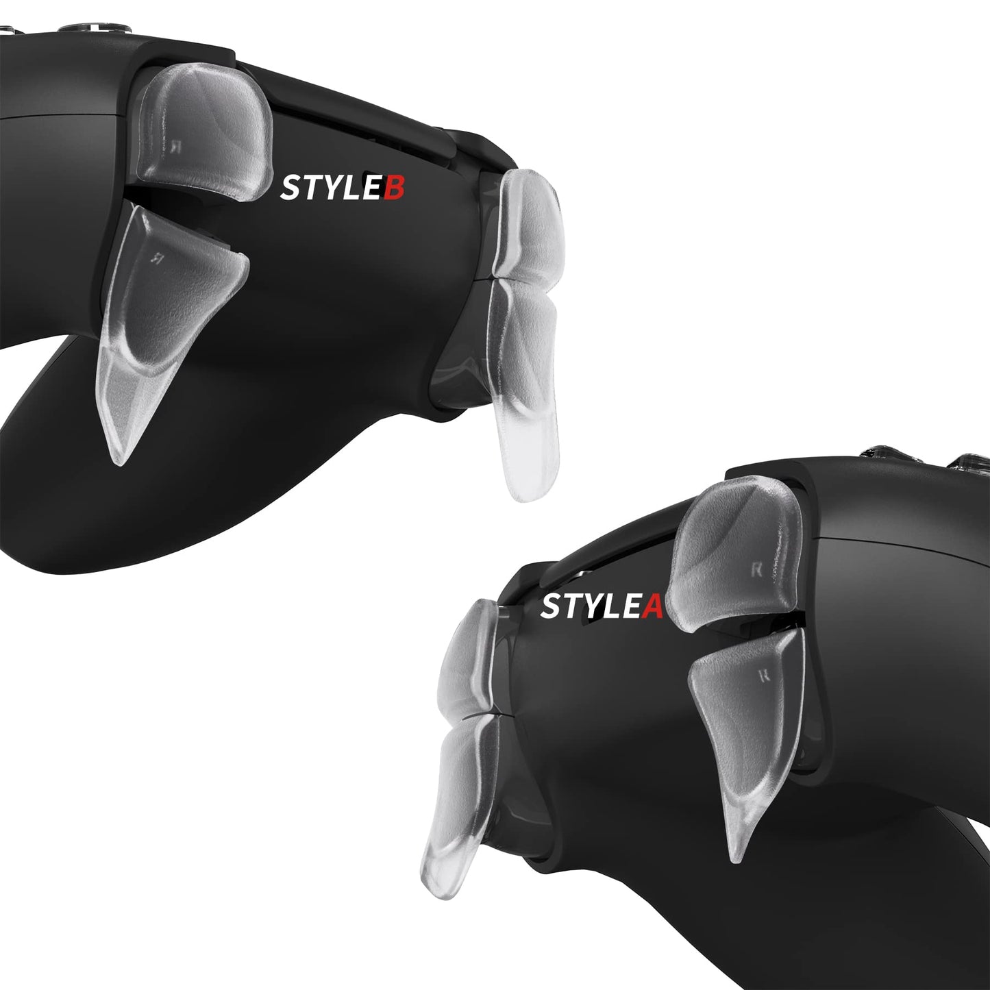 PlayVital Blade 2 Pairs Shoulder Buttons Extension Triggers for ps5 Controller, Game Improvement Adjusters for PS Portal Remote Player, Bumper Trigger Extenders for ps5 Edge - Semi-Transparent Clear