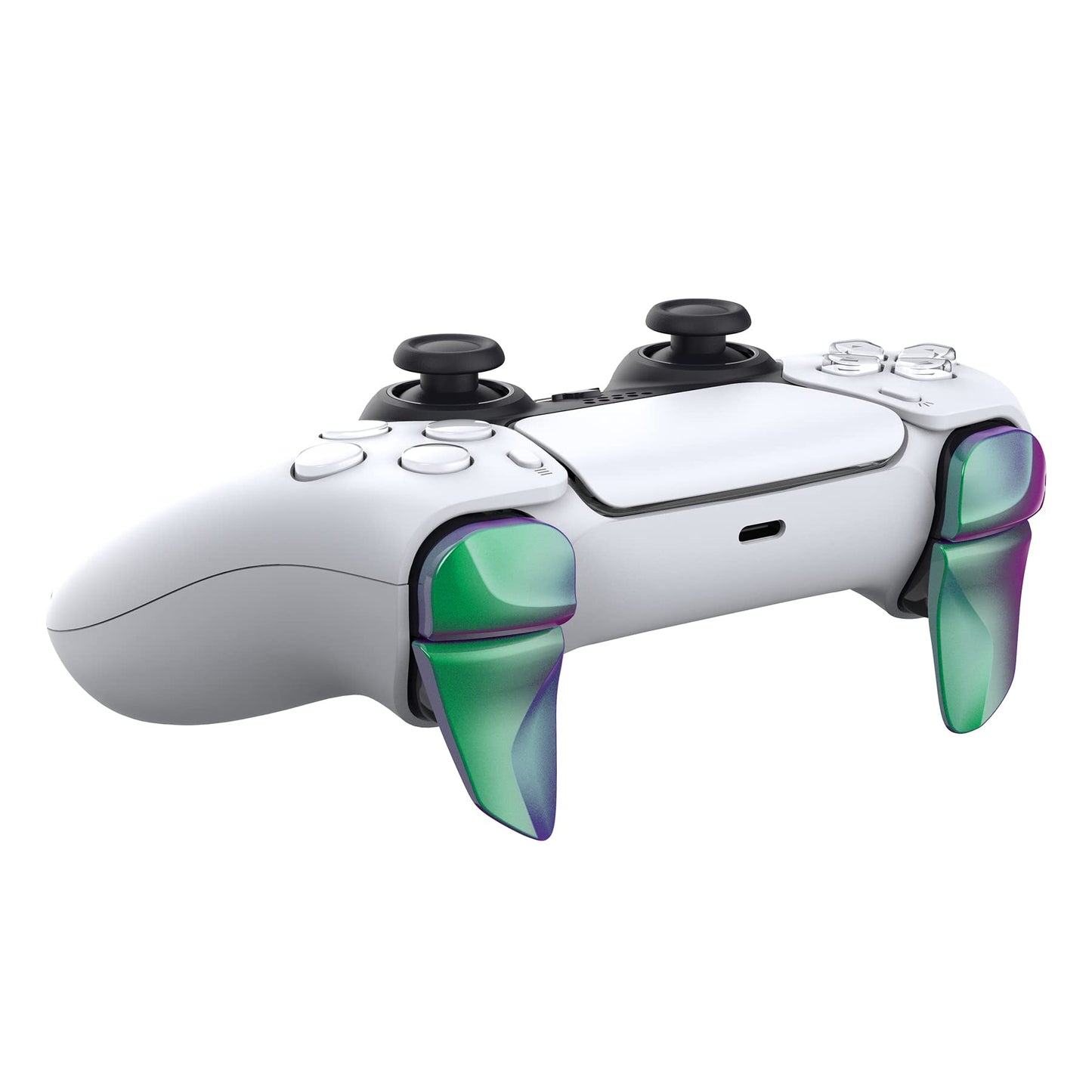 PlayVital Blade 2 Pairs Shoulder Buttons Extension Triggers for ps5 Controller, Game Improvement Adjusters for PS Portal Remote Player, Bumper Trigger Extenders for ps5 Edge - Chameleon Green Purple