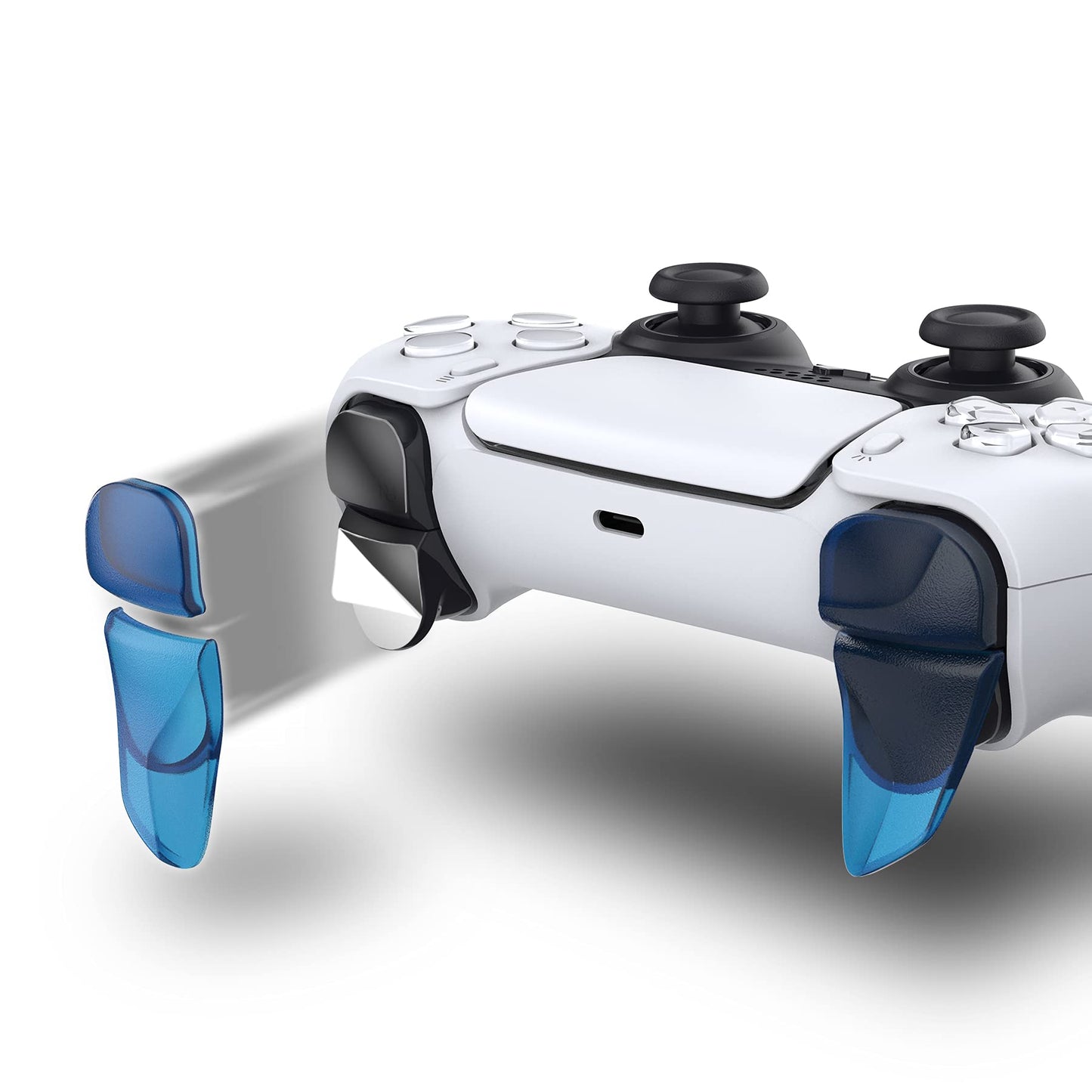 PlayVital Blade 2 Pairs Shoulder Buttons Extension Triggers for ps5 Controller, Game Improvement Adjusters for PS Portal Remote Player, Bumper Trigger Extenders for ps5 Edge Controller - Clear Blue