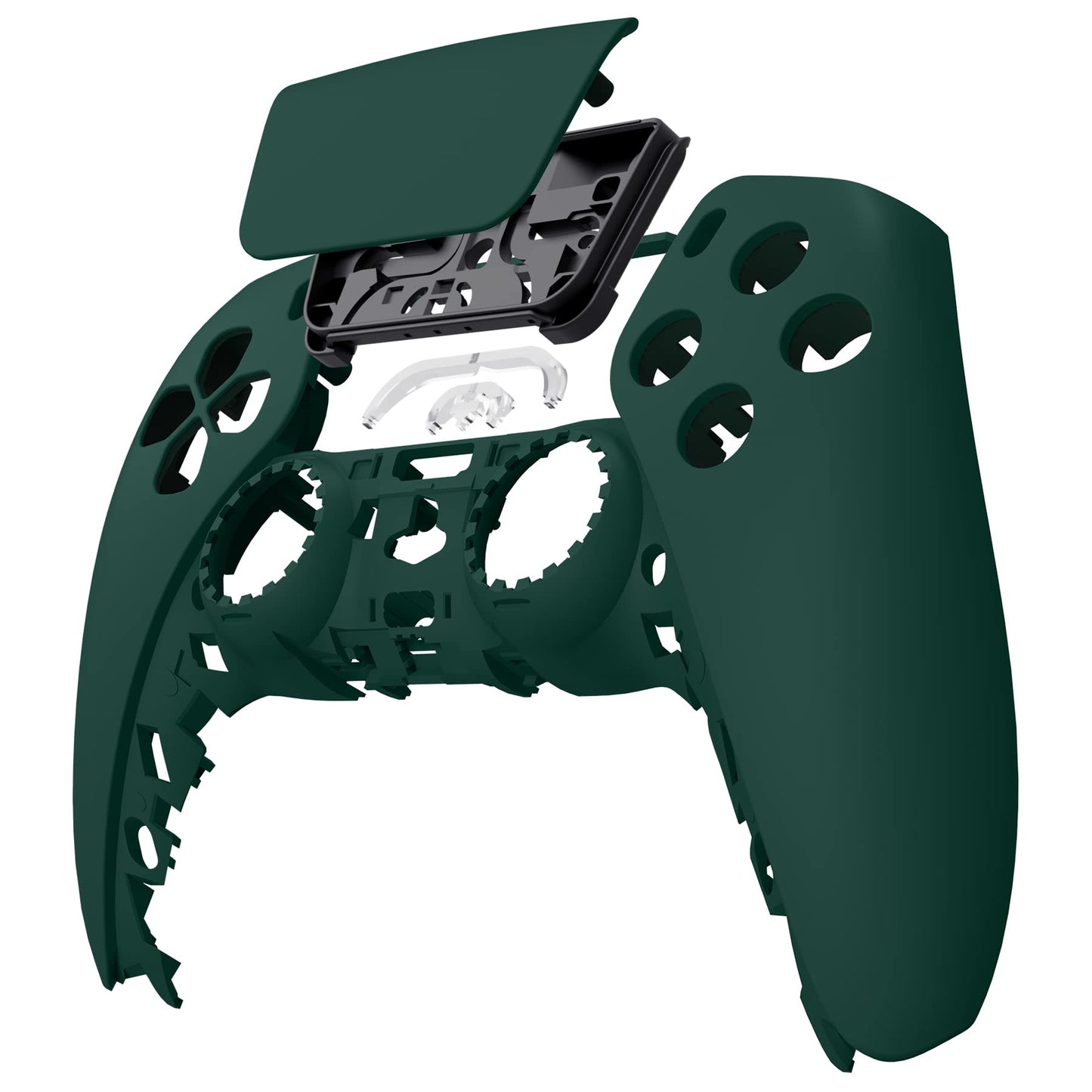 eXtremeRate Racing Green Soft Touch Touchpad Front Top Shell Compatible with ps5 Controller BDM-010 020 030 040 050, DIY Replacement Shell Custom Touch Pad Cover Compatible with ps5 Controller