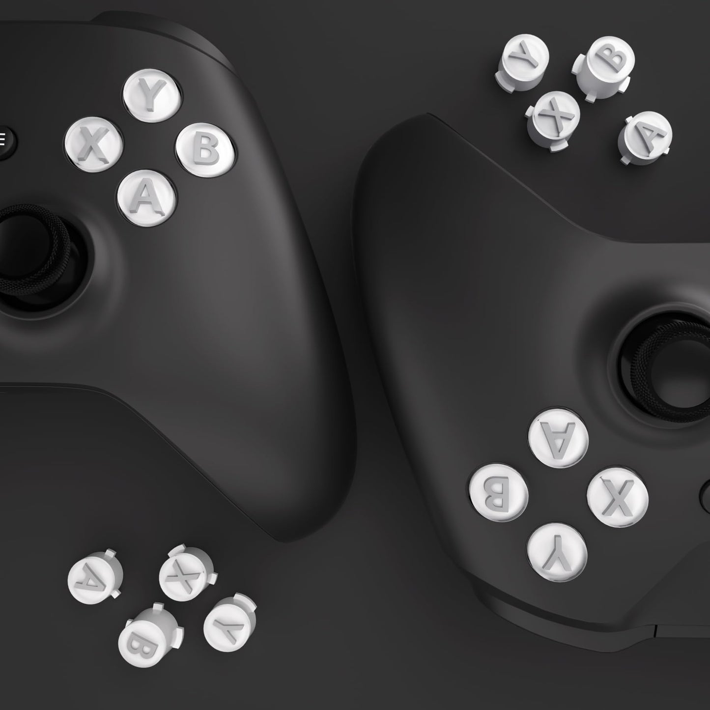 eXtremeRate ABXY Buttons for Xbox Series X & S Controller, Three-Tone Black & Clear with New Hope Gray Classic Symbols Custom Action Buttons for Xbox One S/X, Elite Series 2 & 1 Wireless Controller