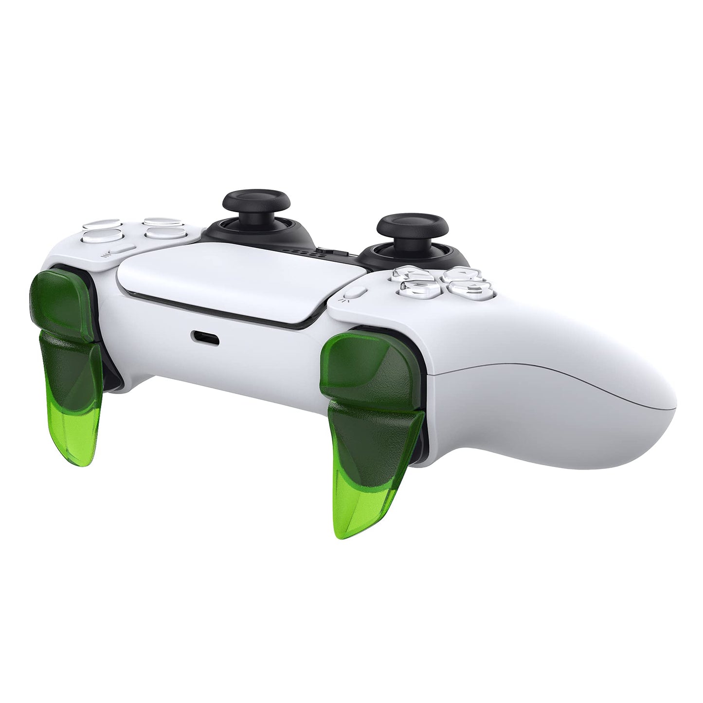 PlayVital Blade 2 Pairs Shoulder Buttons Extension Triggers for ps5 Controller, Game Improvement Adjusters for PS Portal Remote Player, Bumper Trigger Extenders for ps5 Edge Controller - Clear Green
