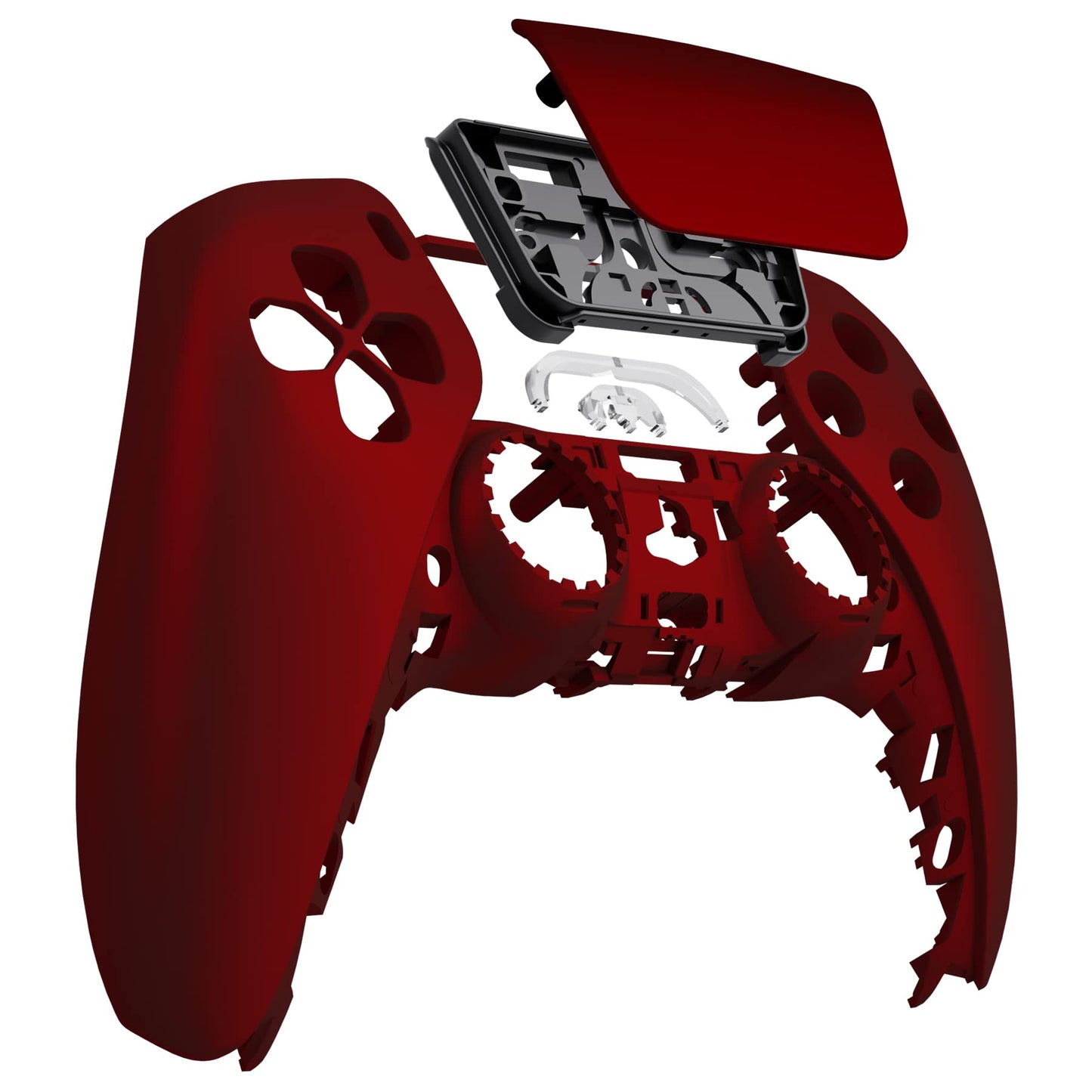 eXtremeRate Scarlet Red Soft Touch Touchpad Front Top Shell Compatible with ps5 Controller BDM-010 020 030 040 050, DIY Replacement Shell Custom Touch Pad Cover Compatible with ps5 Controller