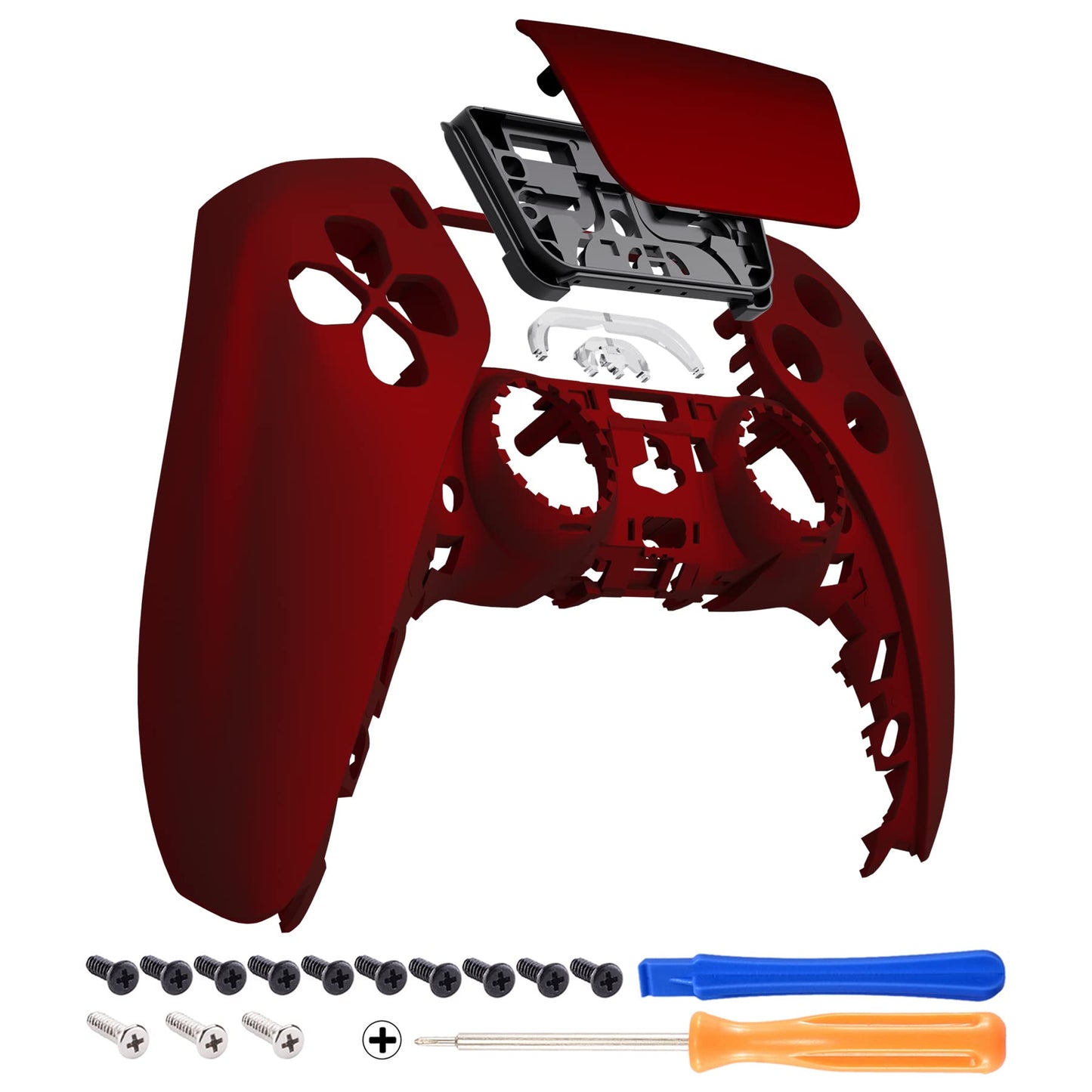 eXtremeRate Scarlet Red Soft Touch Touchpad Front Top Shell Compatible with ps5 Controller BDM-010 020 030 040 050, DIY Replacement Shell Custom Touch Pad Cover Compatible with ps5 Controller