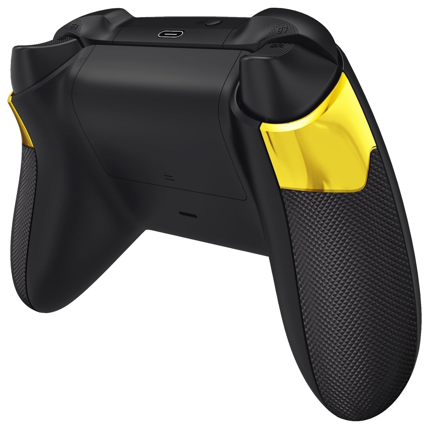 eXtremeRate Performance Rubberized Grips Replacement Back Panels for Xbox Series X|S, Chrome Gold Non-Slip Diamond Texture Side Rails Handles for Xbox Core Controller- Controller Not Included
