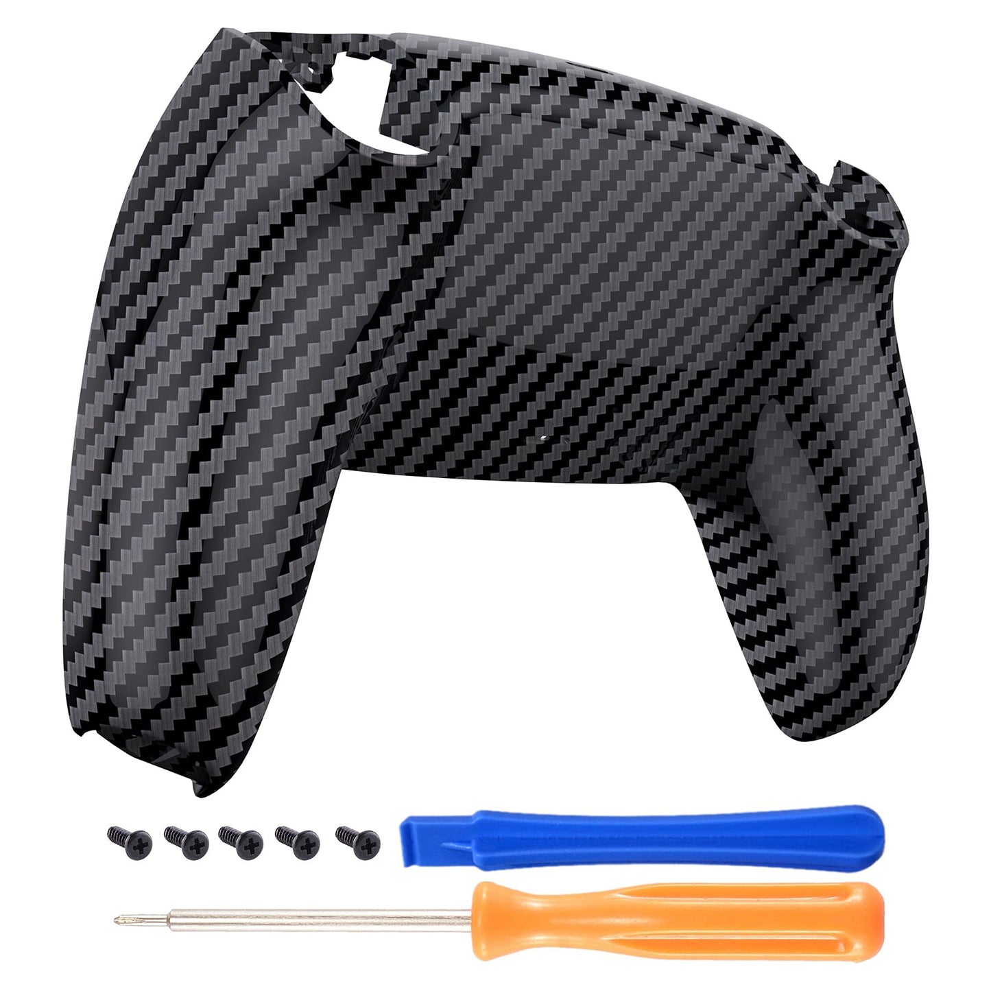 eXtremeRate Graphite Carbon Fiber Patterned Soft Touch Custom Back Plate Bottom Shell Compatible with ps5 Controller, Soft Touch Replacement Back Shell Cover Compatible with ps5 Controller