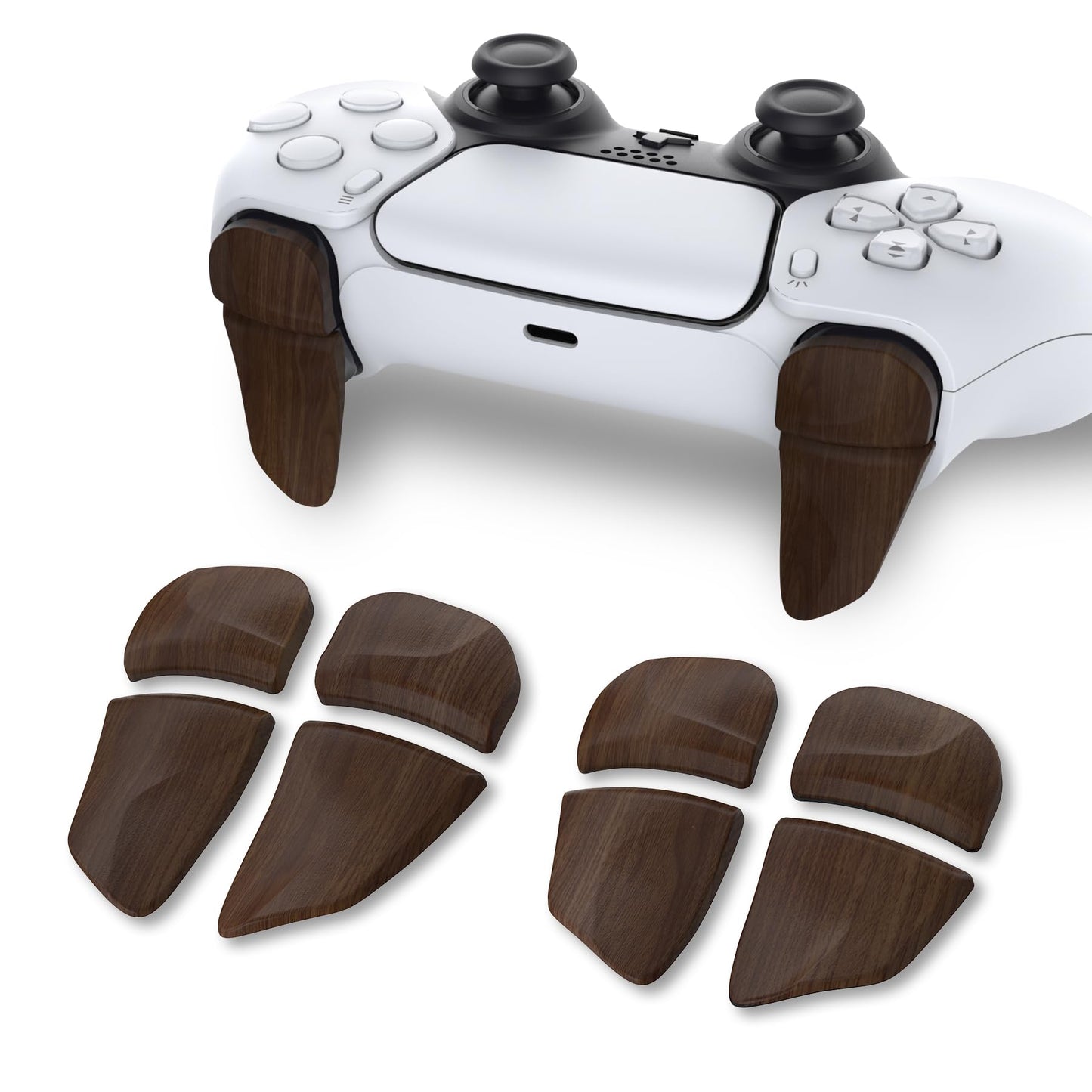 PlayVital Blade 2 Pairs Shoulder Buttons Extension Triggers for ps5 Controller, Game Improvement Adjusters for PS Portal Remote Player, Bumper Trigger Extenders for ps5 Edge Controller - Wood Grain
