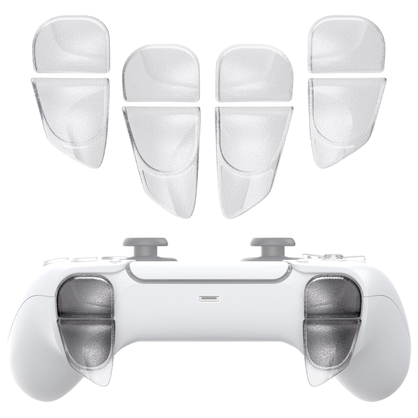 PlayVital Blade 2 Pairs Shoulder Buttons Extension Triggers for ps5 Controller, Game Improvement Adjusters for PS Portal Remote Player, Bumper Trigger Extenders for ps5 Edge - Semi-Transparent Clear
