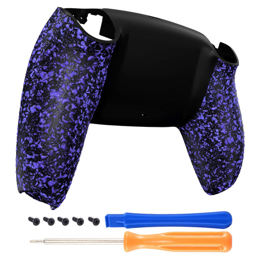 eXtremeRate Textured Purple Non-Slip Custom Back Plate Bottom Shell Compatible with ps5 Controller, 3D Splashing Cover, Game Improvement Replacement Back Shell Cover Compatible with ps5 Controller