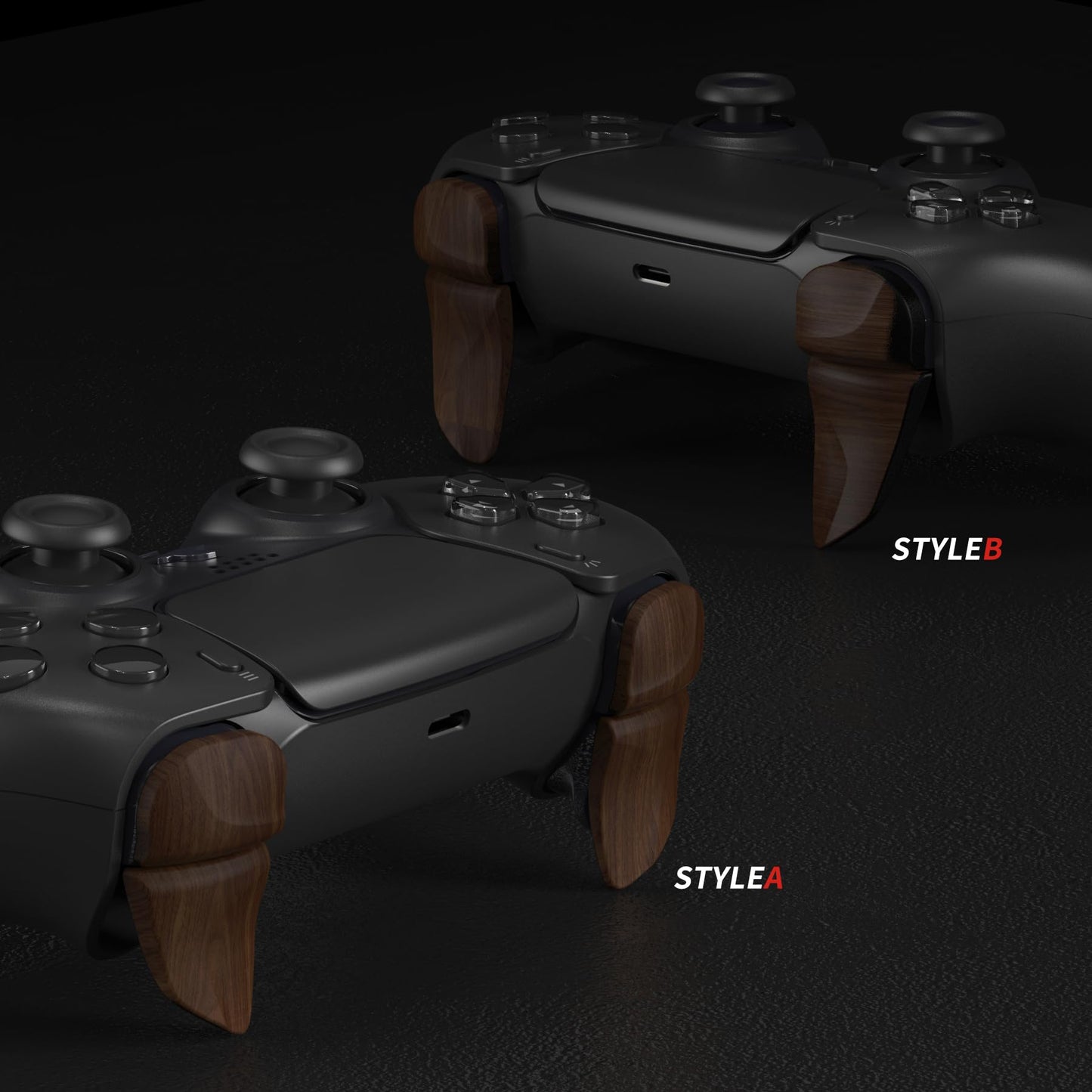 PlayVital Blade 2 Pairs Shoulder Buttons Extension Triggers for ps5 Controller, Game Improvement Adjusters for PS Portal Remote Player, Bumper Trigger Extenders for ps5 Edge Controller - Wood Grain