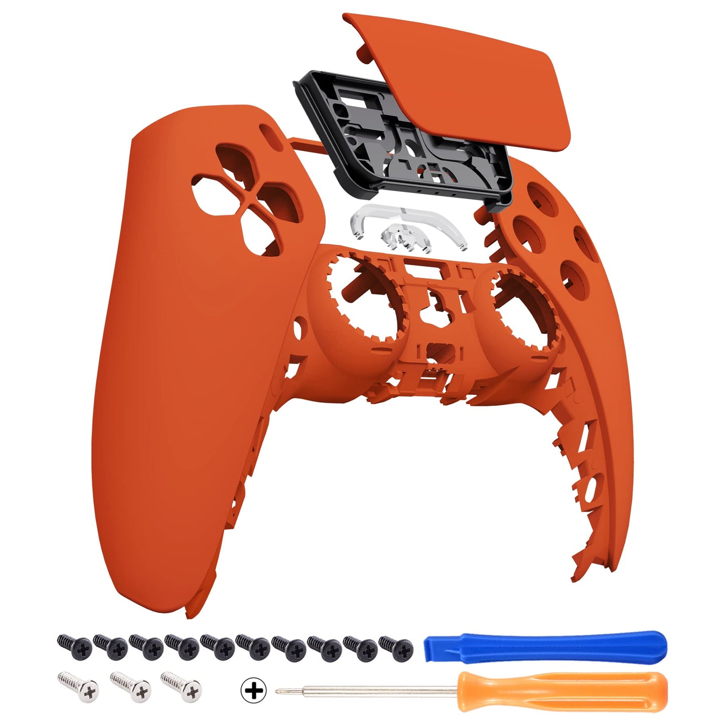 eXtremeRate Orange Soft Touch Touchpad Front Top Shell Compatible with ps5 Controller BDM-010 020 030 040 050, DIY Replacement Shell Custom Touch Pad Cover Compatible with ps5 Controller