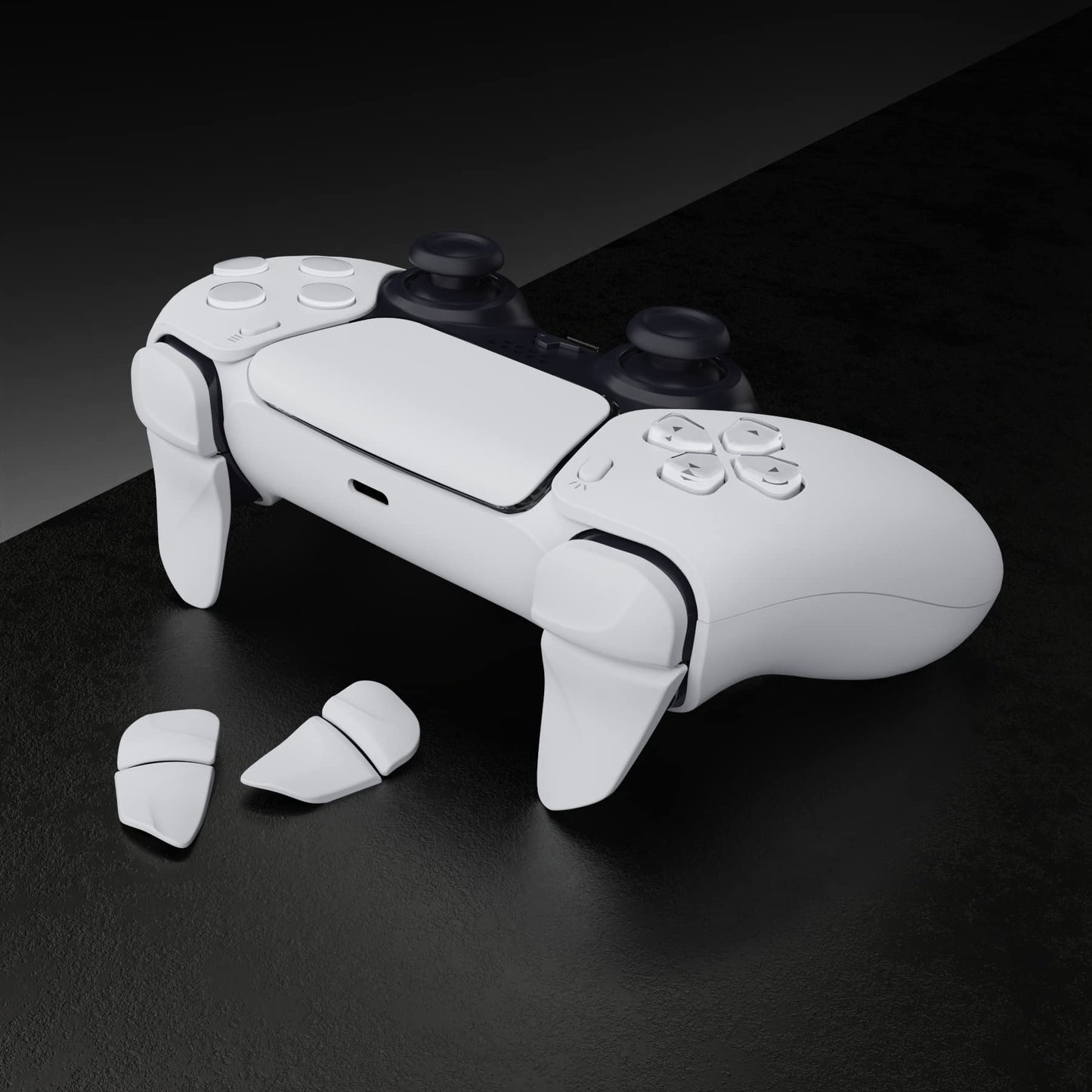 PlayVital Blade 2 Pairs Shoulder Buttons Extension Triggers for ps5 Controller, Game Improvement Adjusters for PS Portal Remote Player, Bumper Trigger Extenders for ps5 Edge Controller - White