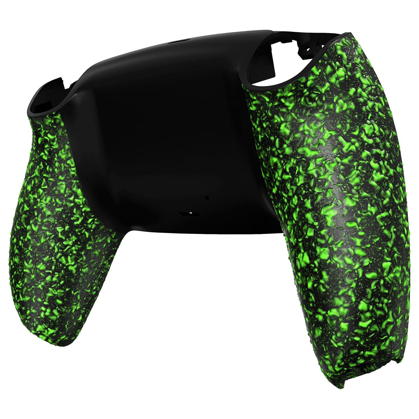 eXtremeRate Textured Green Non-Slip Custom Back Plate Bottom Shell Compatible with ps5 Controller, 3D Splashing Cover, Game Improvement Replacement Back Shell Cover Compatible with ps5 Controller