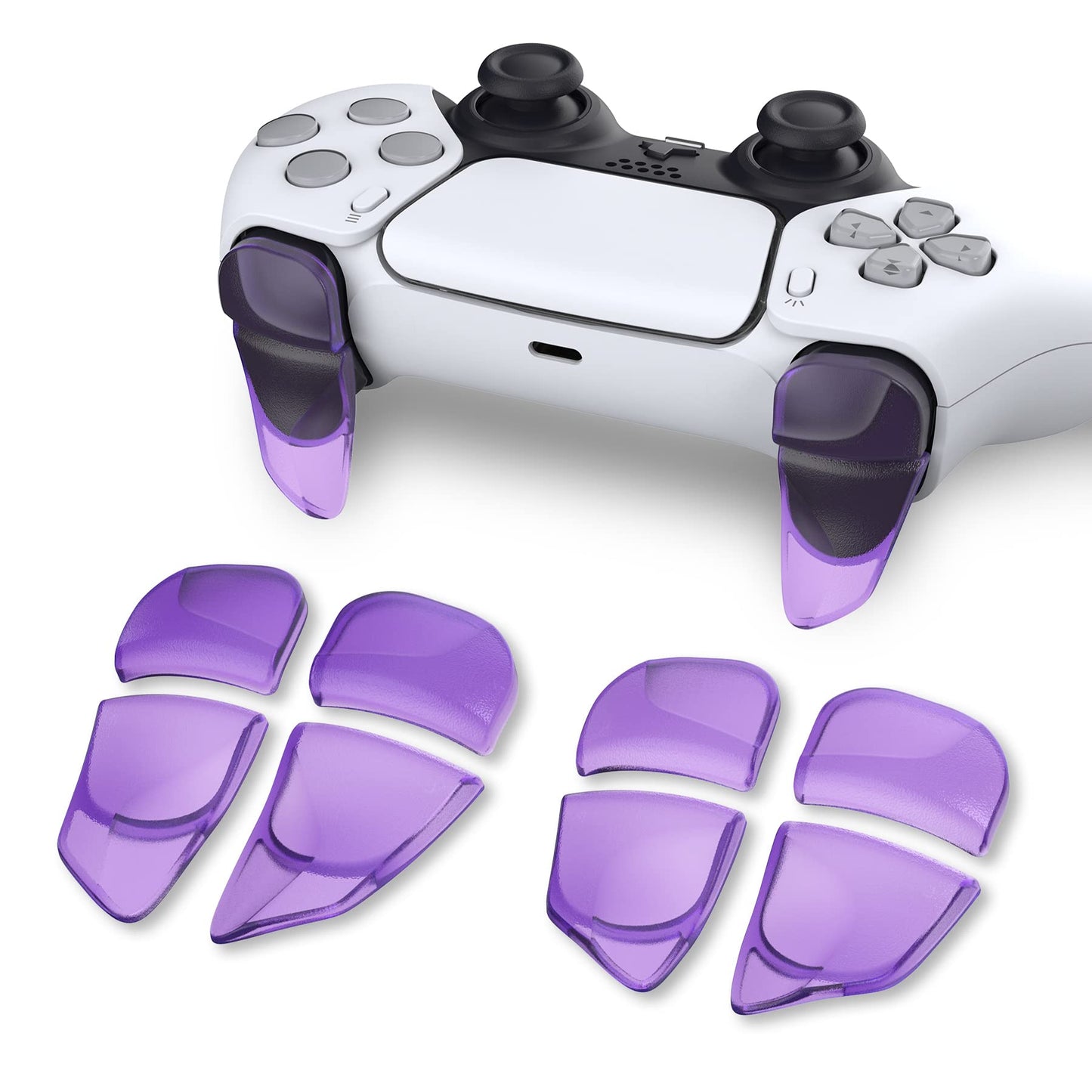 PlayVital Blade 2 Pairs Shoulder Buttons Extension Triggers for ps5 Controller, Game Improvement Adjusters for PS Portal Remote Player, Bumper Trigger Extenders for ps5 Edge - Clear Atomic Purple