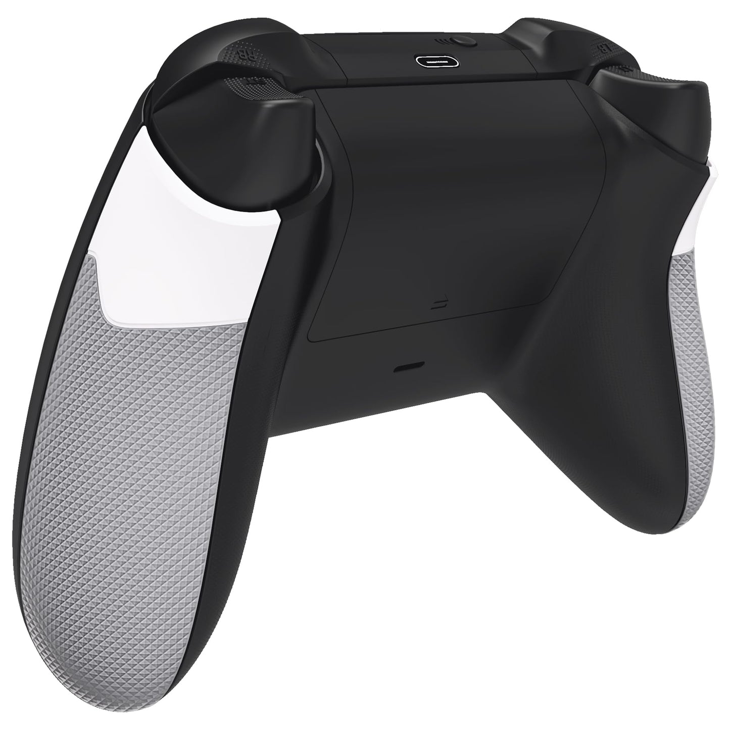 eXtremeRate White & Gray Performance Rubberized Grips Replacement Back Panels for Xbox Series X/S Controller, Non-Slip Diamond Texture Side Rails Handles for Xbox Core - Controller NOT Included