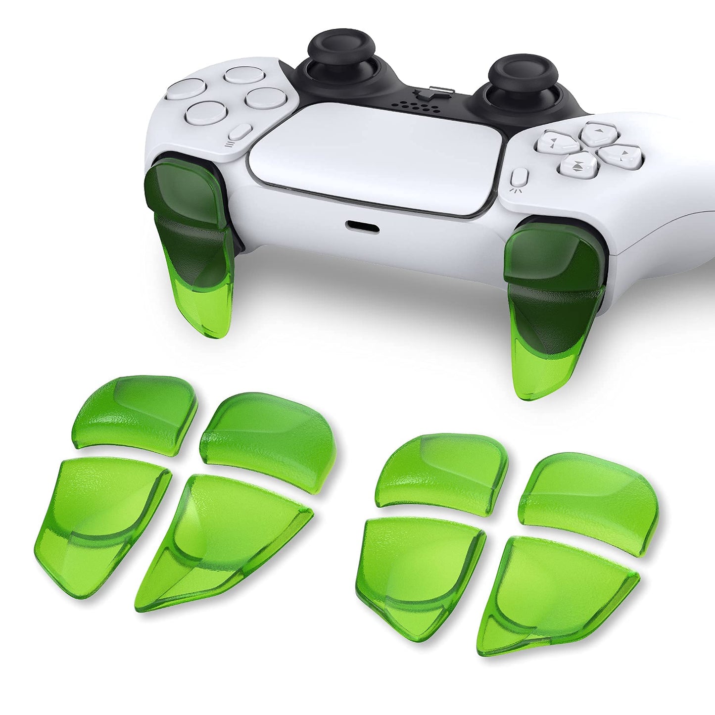PlayVital Blade 2 Pairs Shoulder Buttons Extension Triggers for ps5 Controller, Game Improvement Adjusters for PS Portal Remote Player, Bumper Trigger Extenders for ps5 Edge Controller - Clear Green