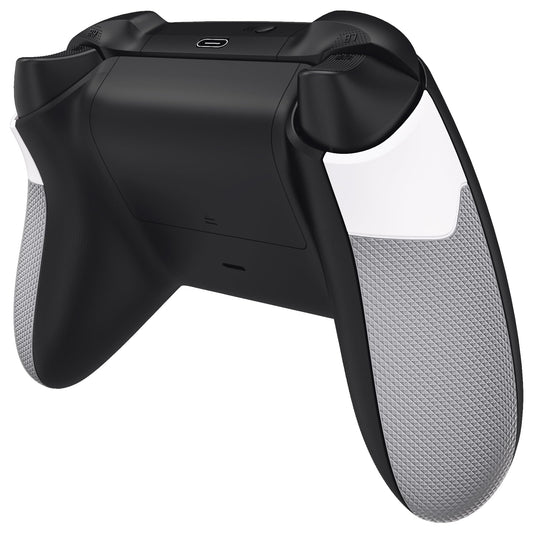 eXtremeRate White & Gray Performance Rubberized Grips Replacement Back Panels for Xbox Series X/S Controller, Non-Slip Diamond Texture Side Rails Handles for Xbox Core - Controller NOT Included
