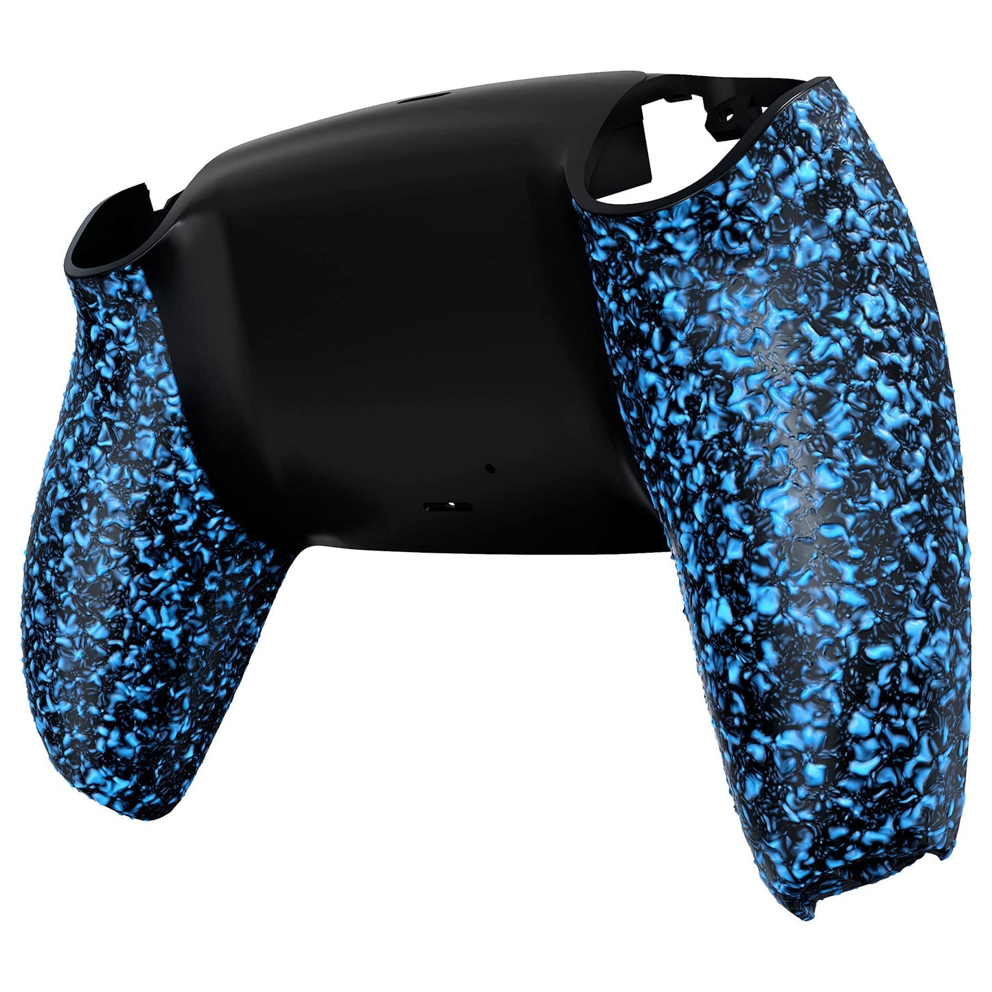 eXtremeRate Textured Blue Non-Slip Custom Back Plate Bottom Shell Compatible with ps5 Controller, 3D Splashing Cover, Game Improvement Replacement Back Shell Cover Compatible with ps5 Controller