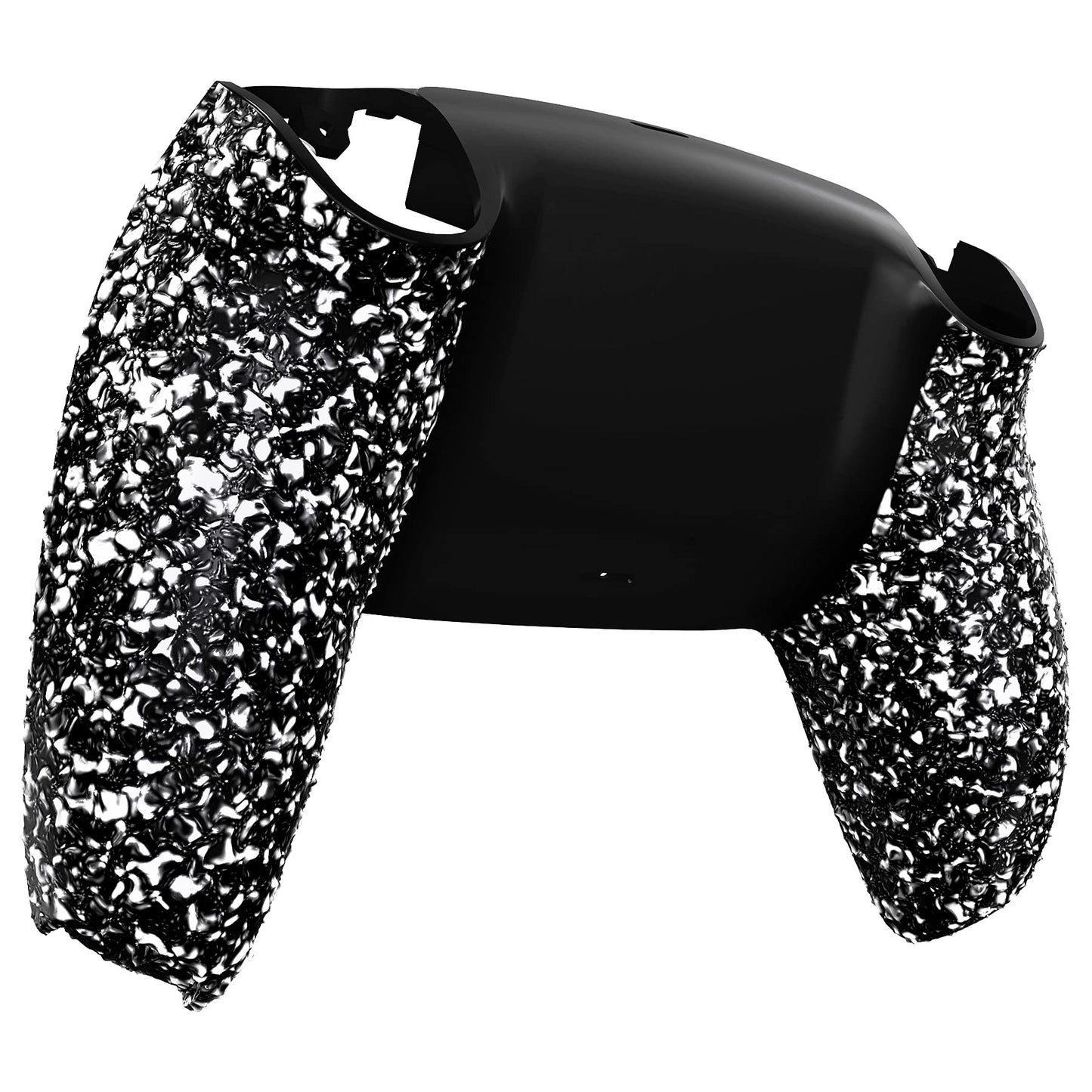 eXtremeRate Textured White Non-Slip Custom Back Plate Bottom Shell Compatible with ps5 Controller, 3D Splashing Cover, Game Improvement Replacement Back Shell Cover Compatible with ps5 Controller
