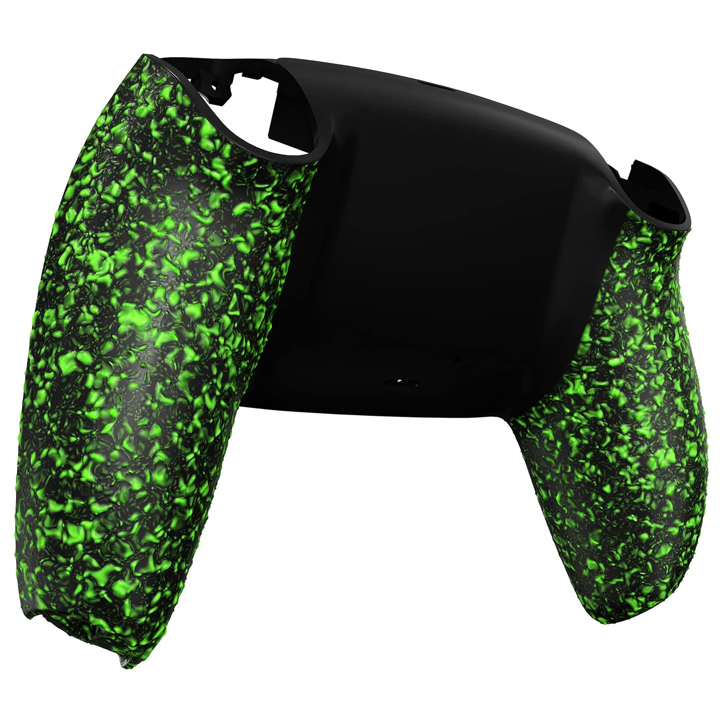 eXtremeRate Textured Green Non-Slip Custom Back Plate Bottom Shell Compatible with ps5 Controller, 3D Splashing Cover, Game Improvement Replacement Back Shell Cover Compatible with ps5 Controller