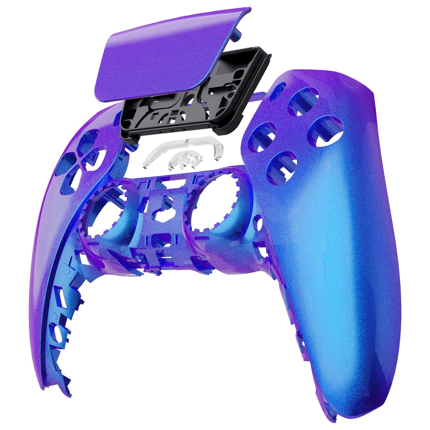 eXtremeRate Chameleon Purple Blue Touchpad Front Top Shell Compatible with ps5 Controller BDM-010 020 030 040 050, DIY Replacement Shell Custom Touch Pad Cover Compatible with ps5 Controller
