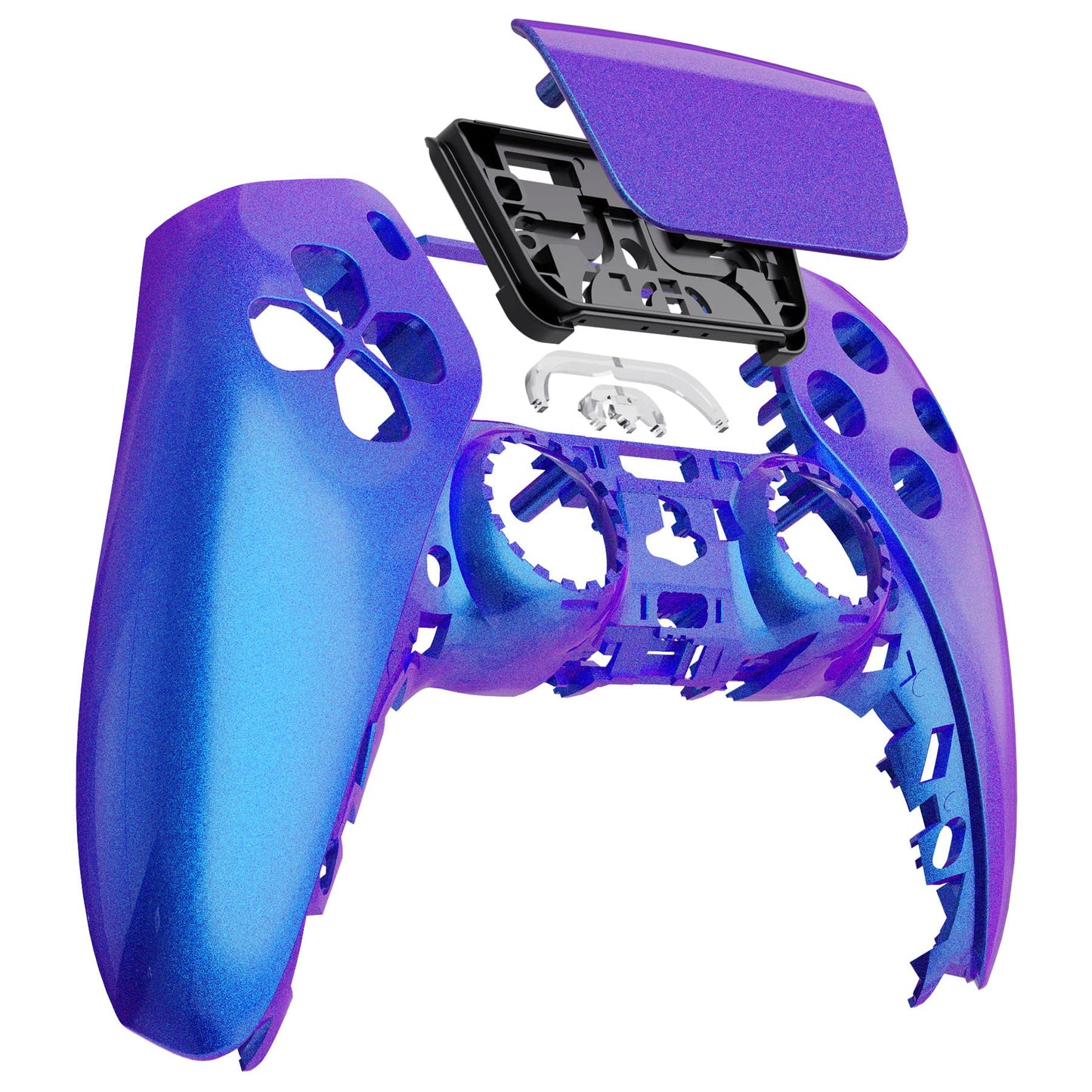 eXtremeRate Chameleon Purple Blue Touchpad Front Top Shell Compatible with ps5 Controller BDM-010 020 030 040 050, DIY Replacement Shell Custom Touch Pad Cover Compatible with ps5 Controller