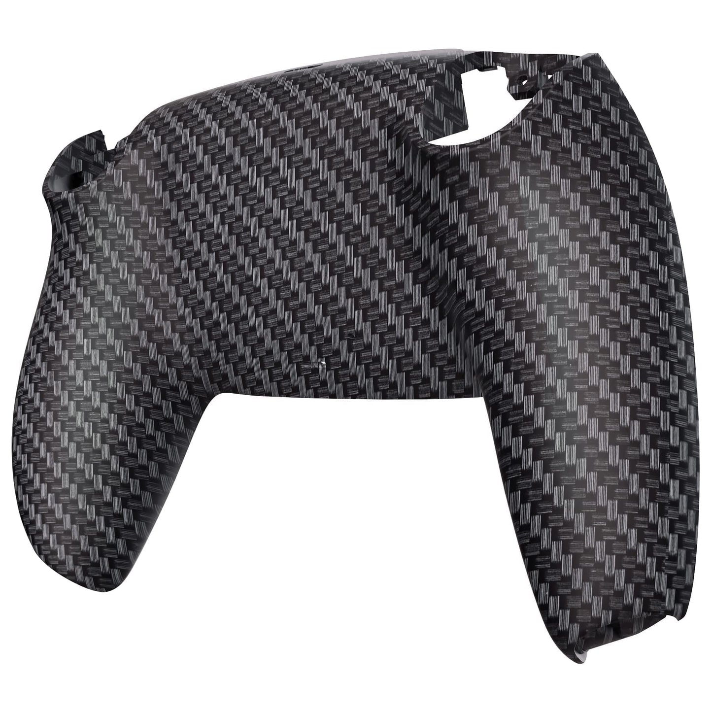eXtremeRate Black Silver Carbon Fiber Patterned Custom Back Plate Bottom Shell Compatible with ps5 Controller, Soft Touch Replacement Back Shell Cover Compatible with ps5 Controller