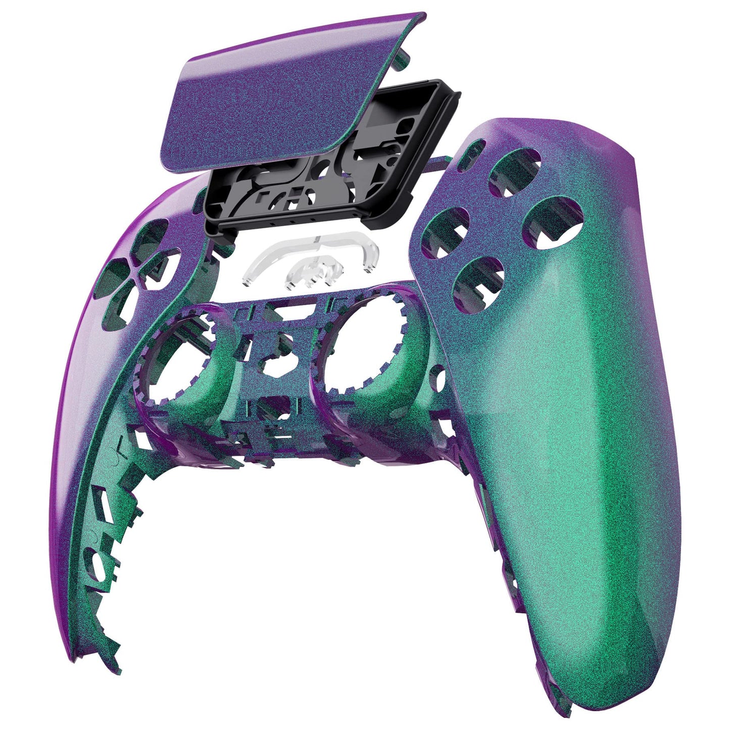 eXtremeRate Chameleon Green Purple Touchpad Front Top Shell Compatible with ps5 Controller BDM-010 020 030 040 050, DIY Replacement Shell Custom Touch Pad Cover Compatible with ps5 Controller