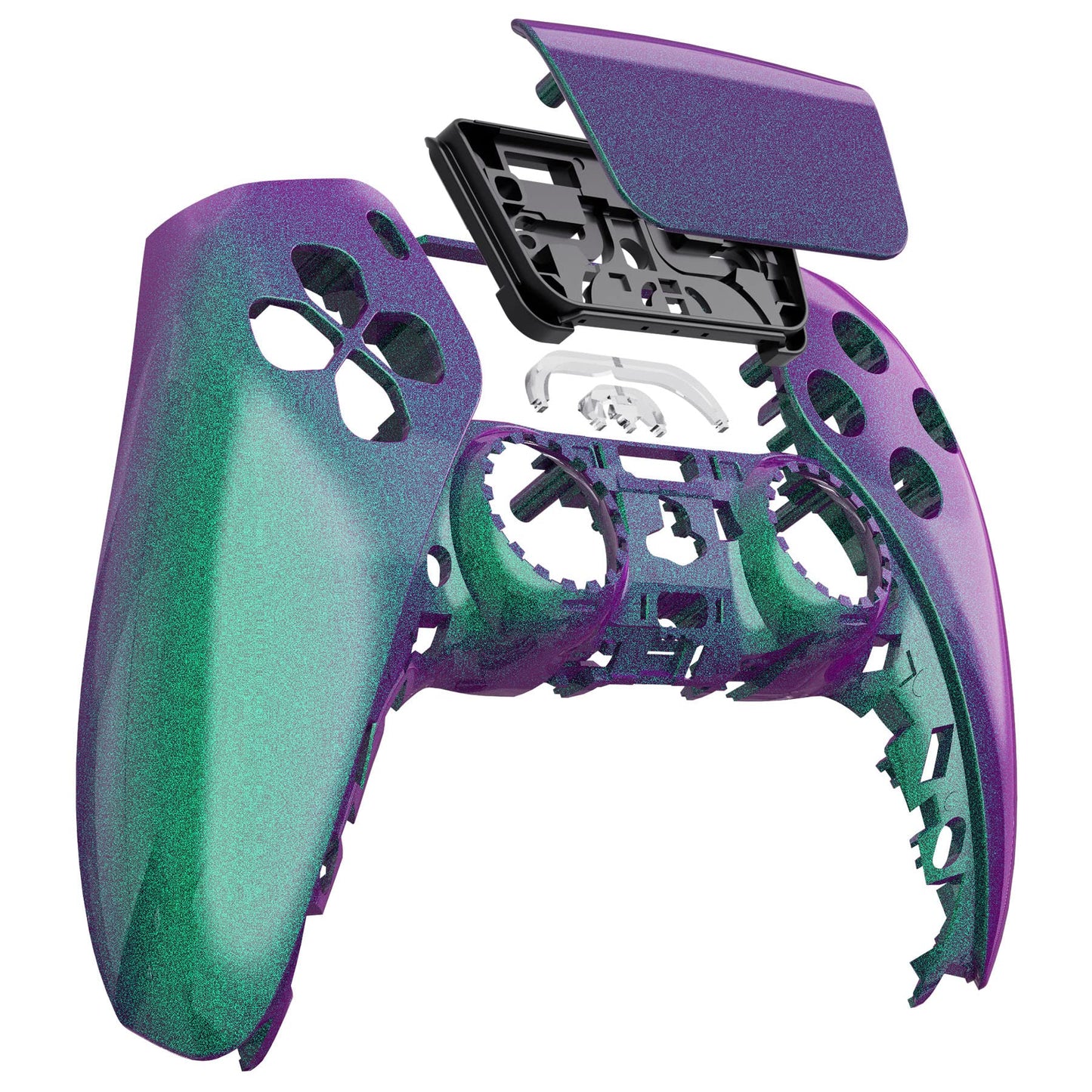 eXtremeRate Chameleon Green Purple Touchpad Front Top Shell Compatible with ps5 Controller BDM-010 020 030 040 050, DIY Replacement Shell Custom Touch Pad Cover Compatible with ps5 Controller