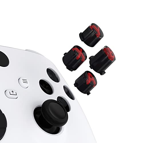 eXtremeRate ABXY Buttons for Xbox Series X & S Controller, Three-Tone Black & Clear with Carmine Red Classic Symbols Replacement Action Buttons for Xbox One S/X, Elite Series 2 & 1 Wireless Controller