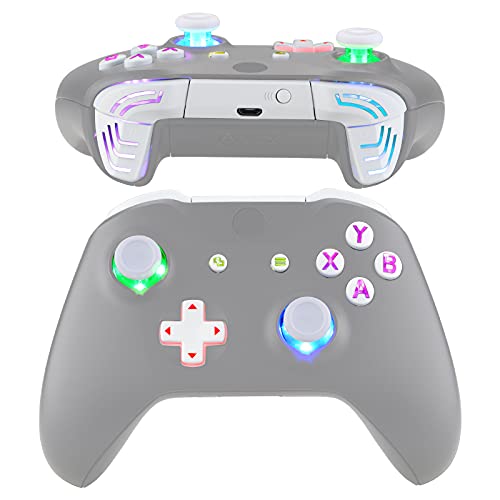 eXtremeRate Multi-Colors Luminated Dpad Thumbsticks Start Back ABXY Action Buttons, White Classical Symbols Buttons DTFS (DTF 2.0) LED Kit for Xbox One S/X Controller - Controller NOT Included