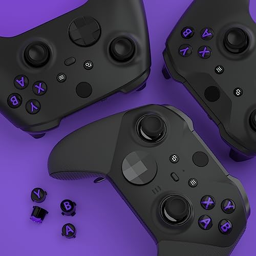 eXtremeRate ABXY Buttons for Xbox Series X & S Controller, Three-Tone Black & Clear with Purple Classic Symbols Action Keys Replacement Buttons for Xbox One S/X, Elite Series 2 & 1 Wireless Controller