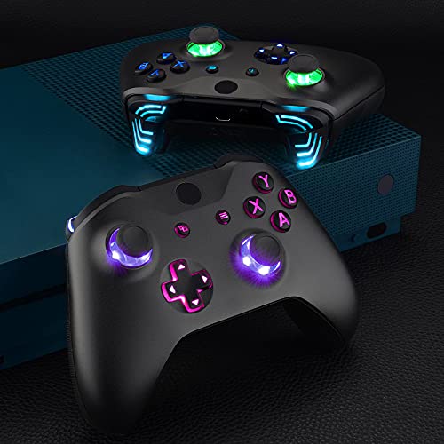 eXtremeRate Multi-Colors Luminated Dpad Thumbsticks Start Back ABXY Action Buttons, Black Classical Symbols Buttons DTFS (DTF 2.0) LED Kit for Xbox One S/X Controller - Controller NOT Included