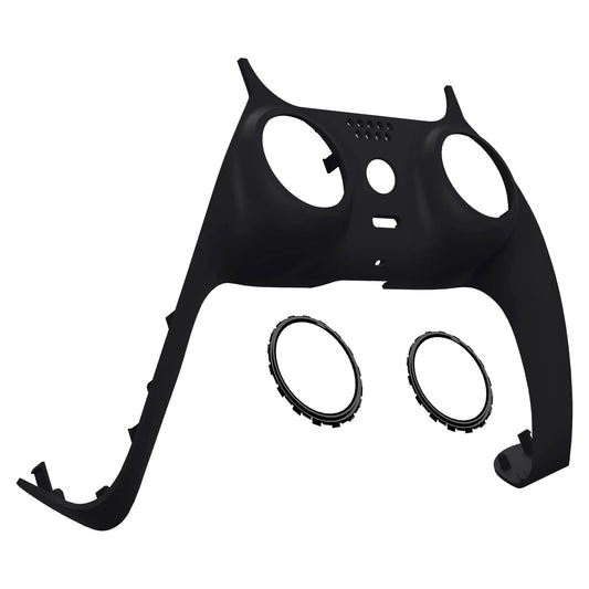 eXtremeRate Black Decorative Trim Shell Compatible with p s 5 Controller, Soft Touch DIY Replacement Clip Shell, Custom Plates Cover Compatible with p s 5 Controller with Accent Rings