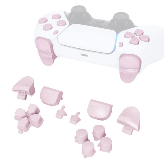 eXtremeRate Replacement D-pad R1 L1 R2 L2 Triggers Share Options Face Buttons, Cherry Blossoms Pink Full Set Buttons Compatible with ps5 Controller BDM-010 & BDM-020