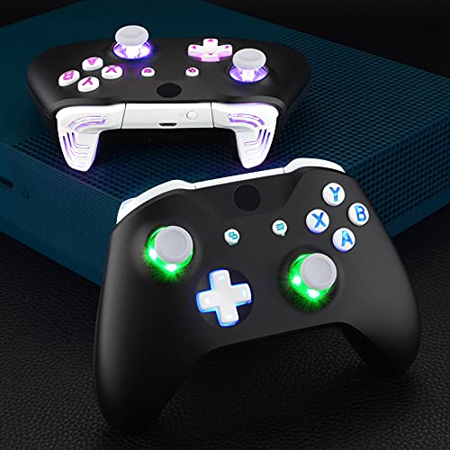 eXtremeRate Multi-Colors Luminated Dpad Thumbsticks Start Back ABXY Action Buttons, White Classical Symbols Buttons DTFS (DTF 2.0) LED Kit for Xbox One S/X Controller - Controller NOT Included