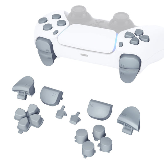 eXtremeRate Replacement D-pad R1 L1 R2 L2 Triggers Share Options Face Buttons, New Hope Gray Full Set Buttons Compatible with ps5 Controller BDM-010 & BDM-020